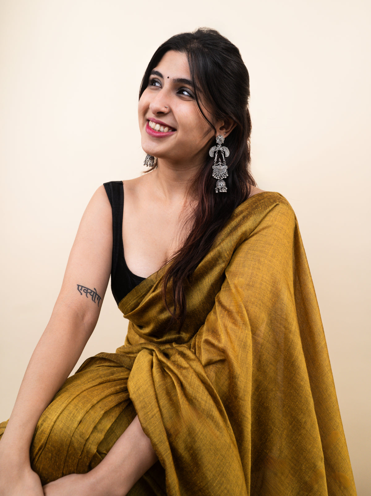 Mustard Cotton Saree