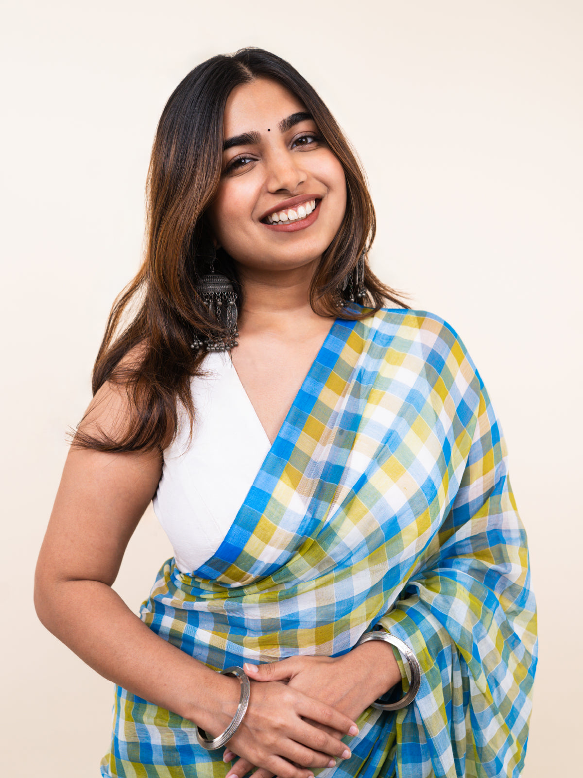 Neer Checks Mulmul Saree
