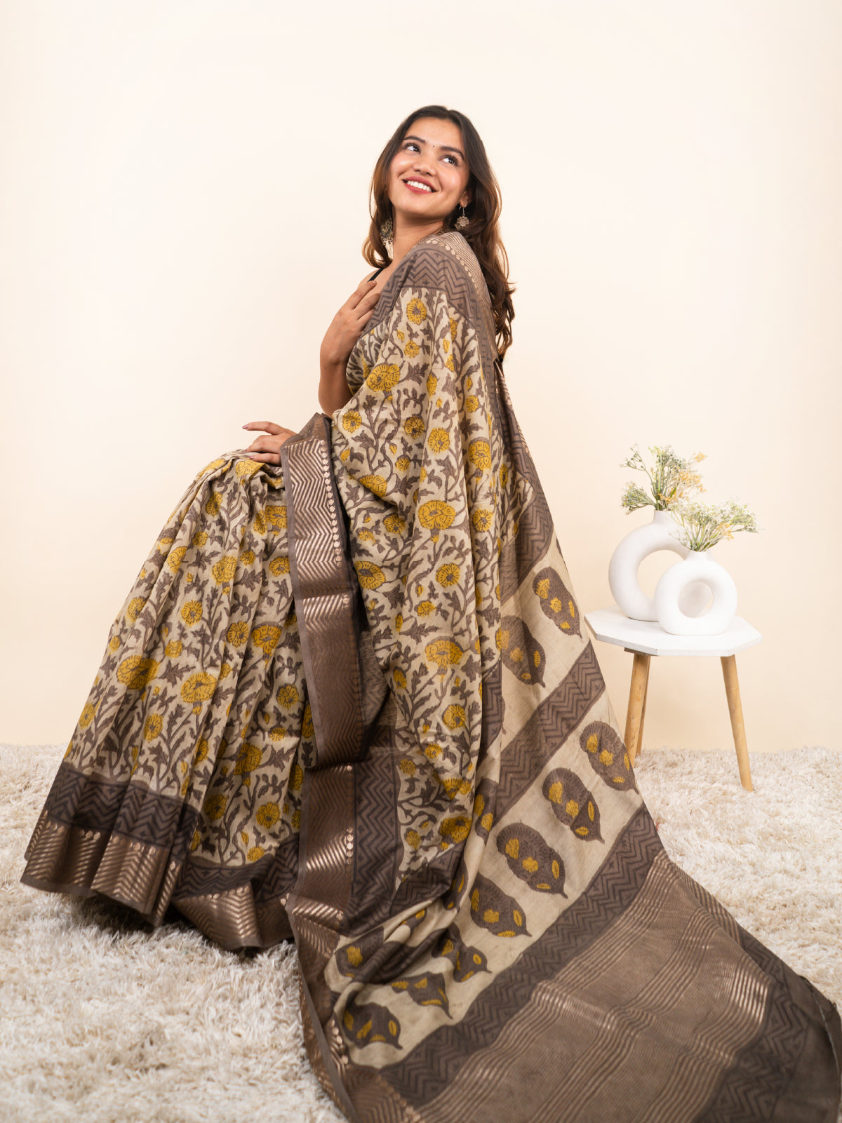 Saawan Leher Maheshwari Cotton Silk Saree