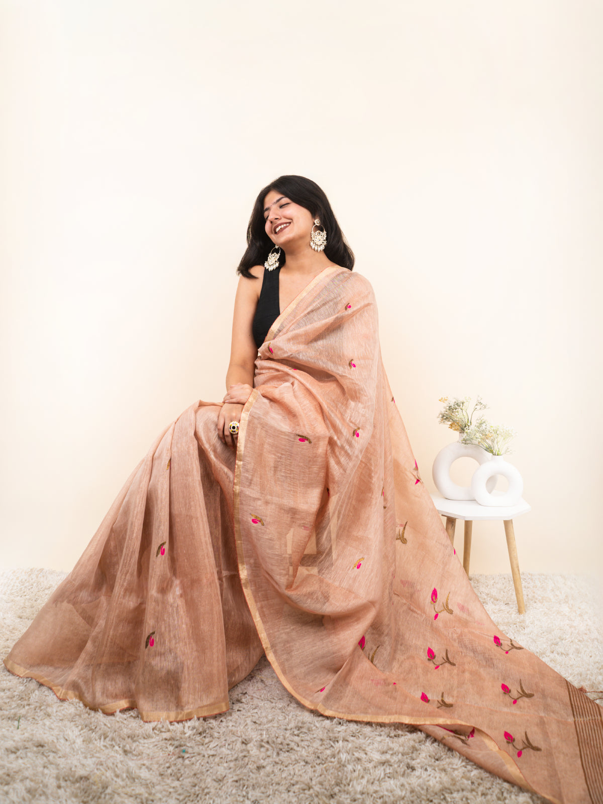 Golden Light Linen Tissue Saree