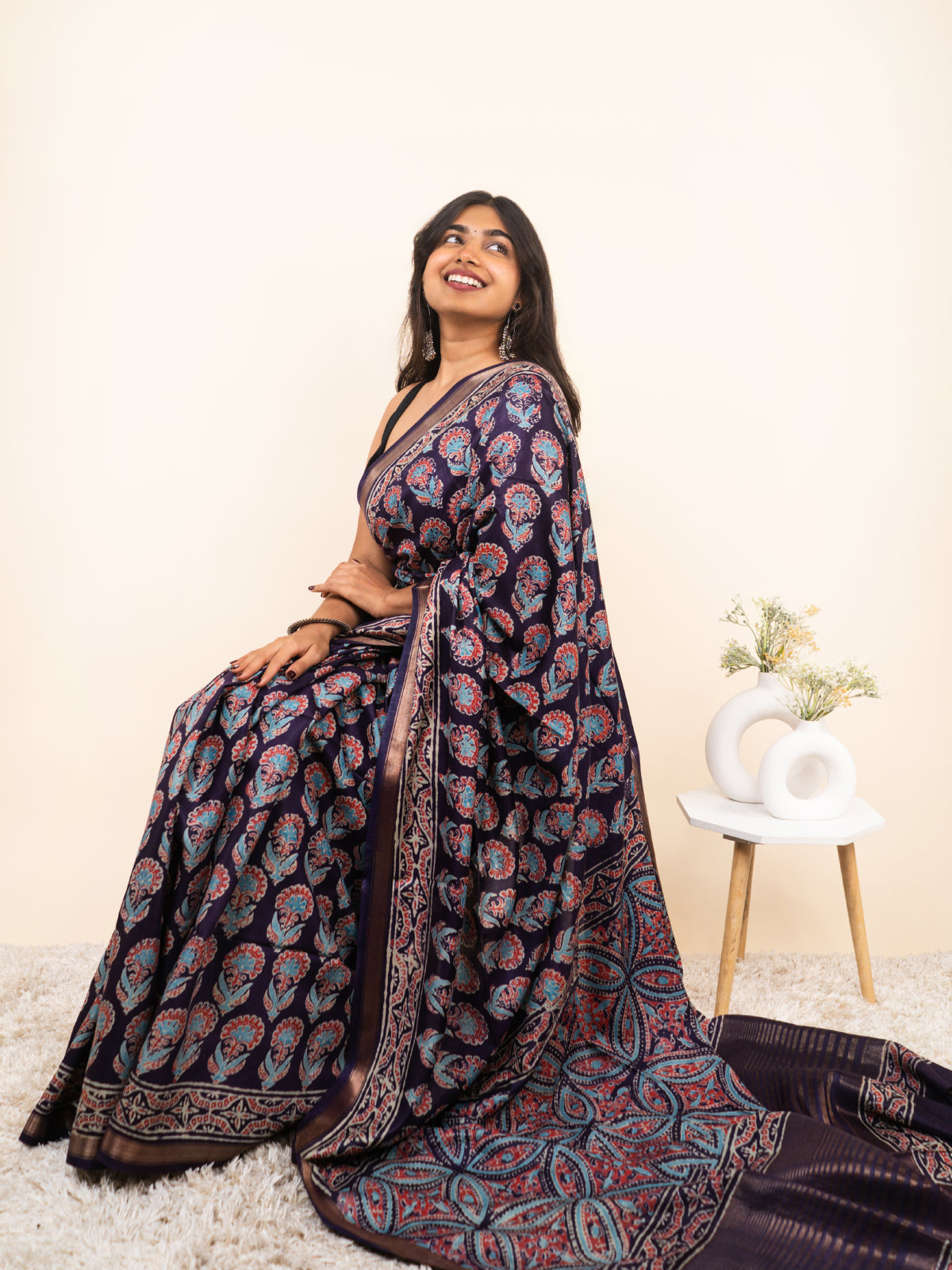 Golden Petals Modal Silk Saree