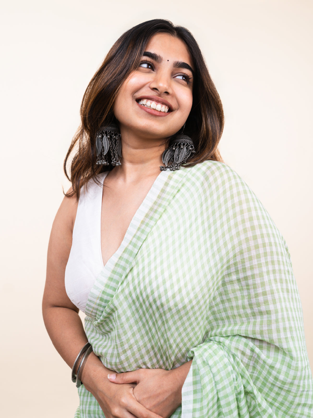 Aangan Green Mulmul Saree