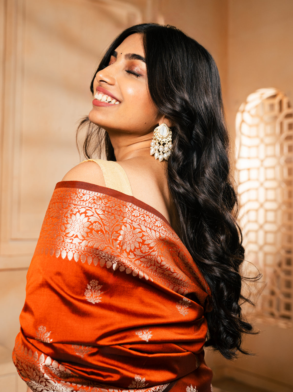 Flow of Flowers Banarasi Cotton Silk Saree