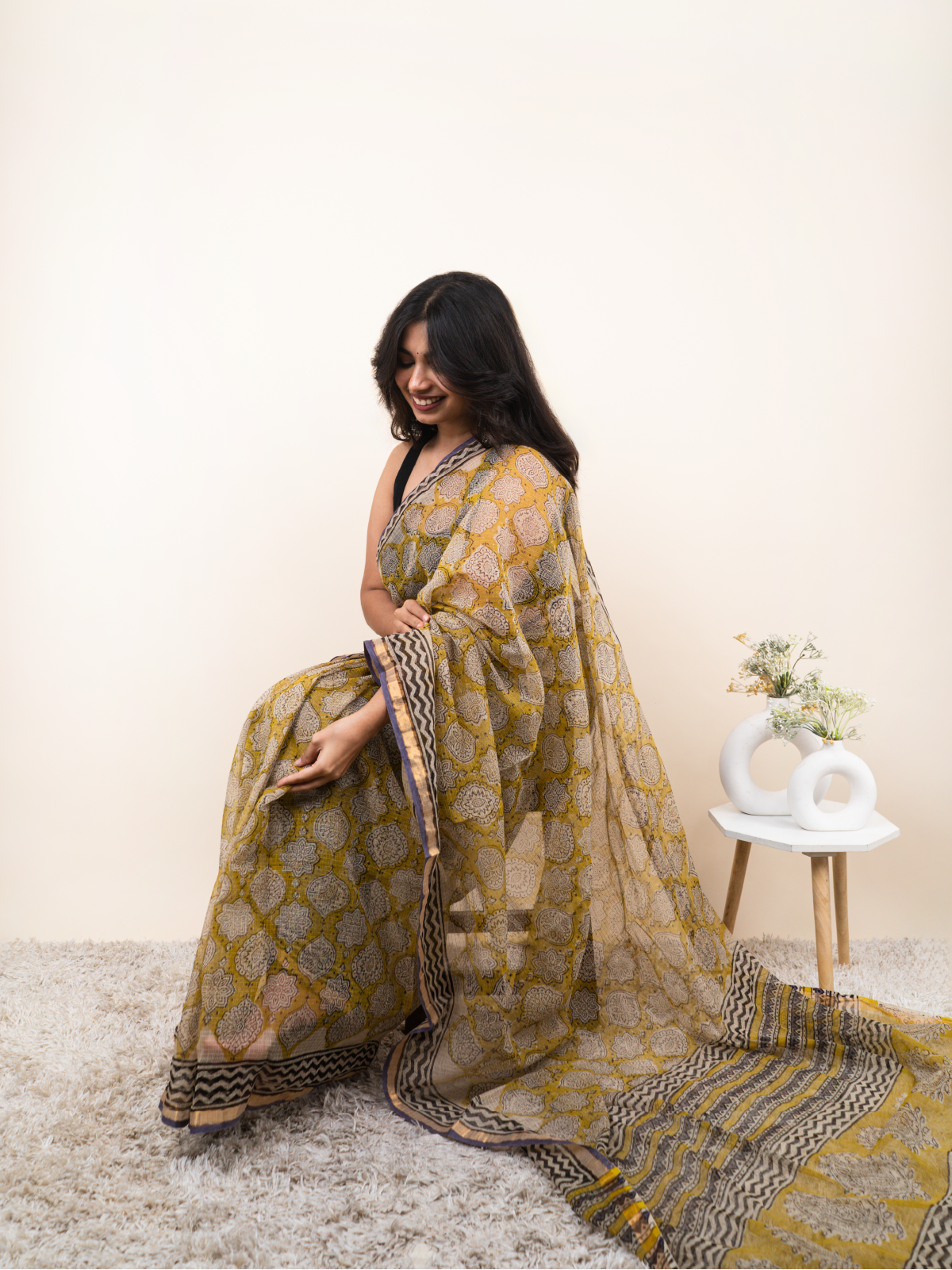 Golden Edge Kota Cotton Saree