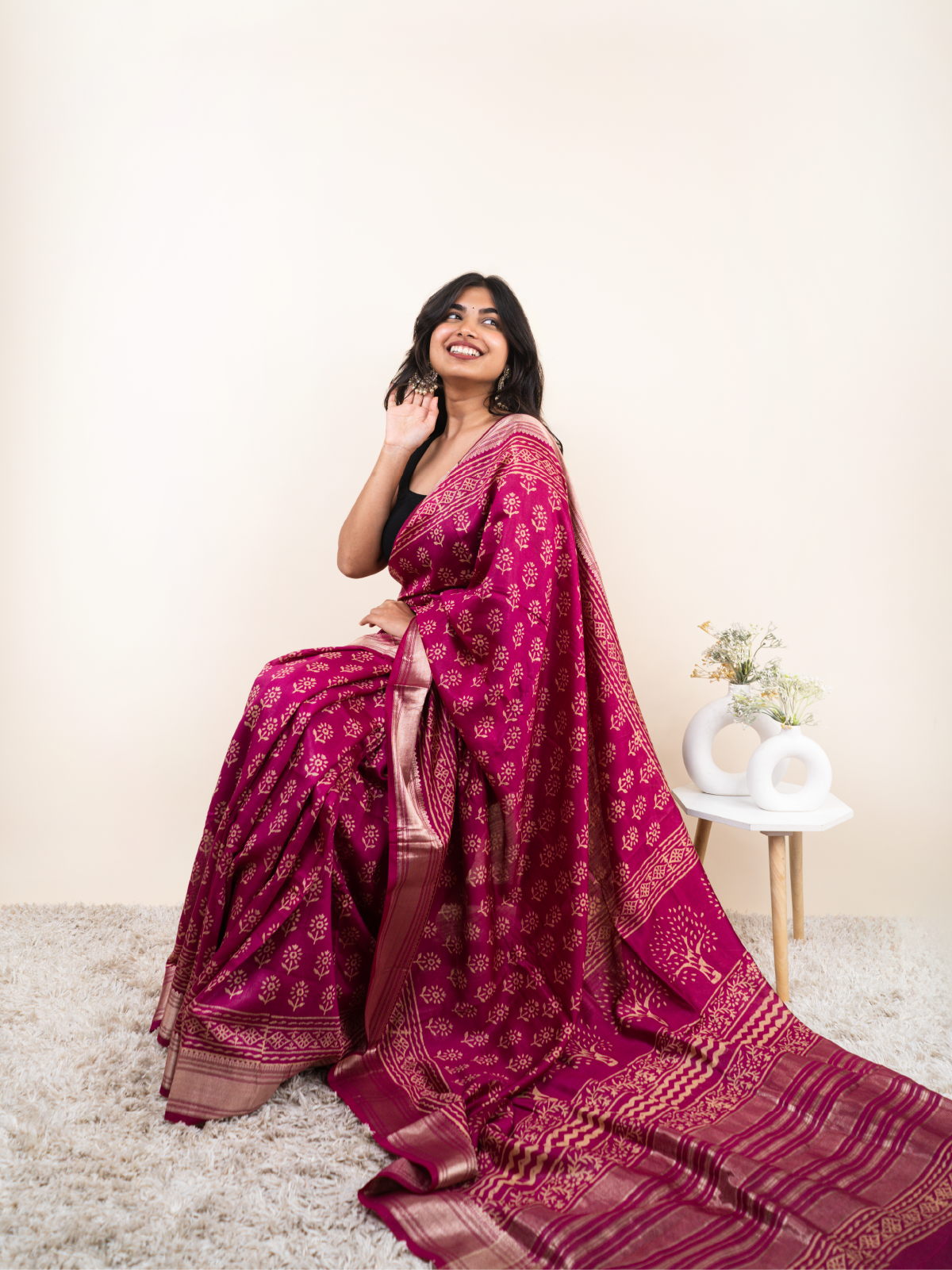 Rani Rekha Maheshwari Cotton Silk Saree