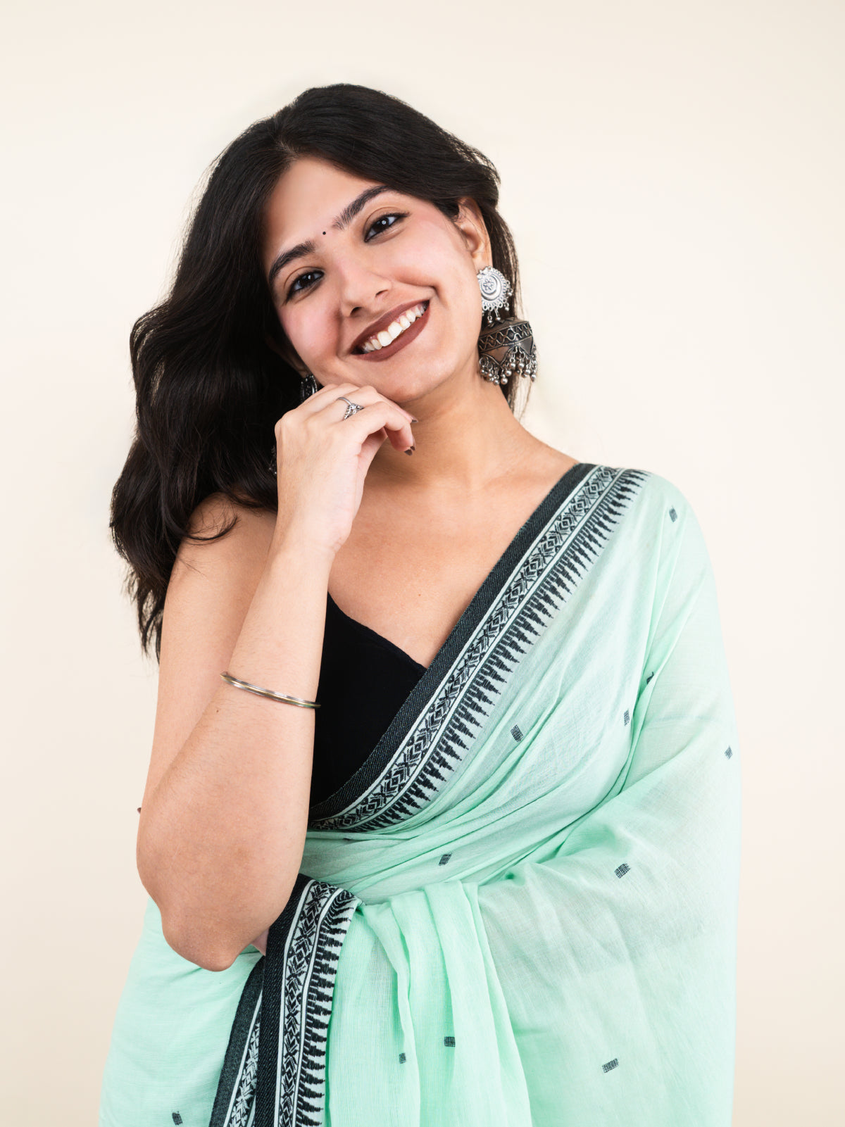 Loom Mint Mulmul Saree