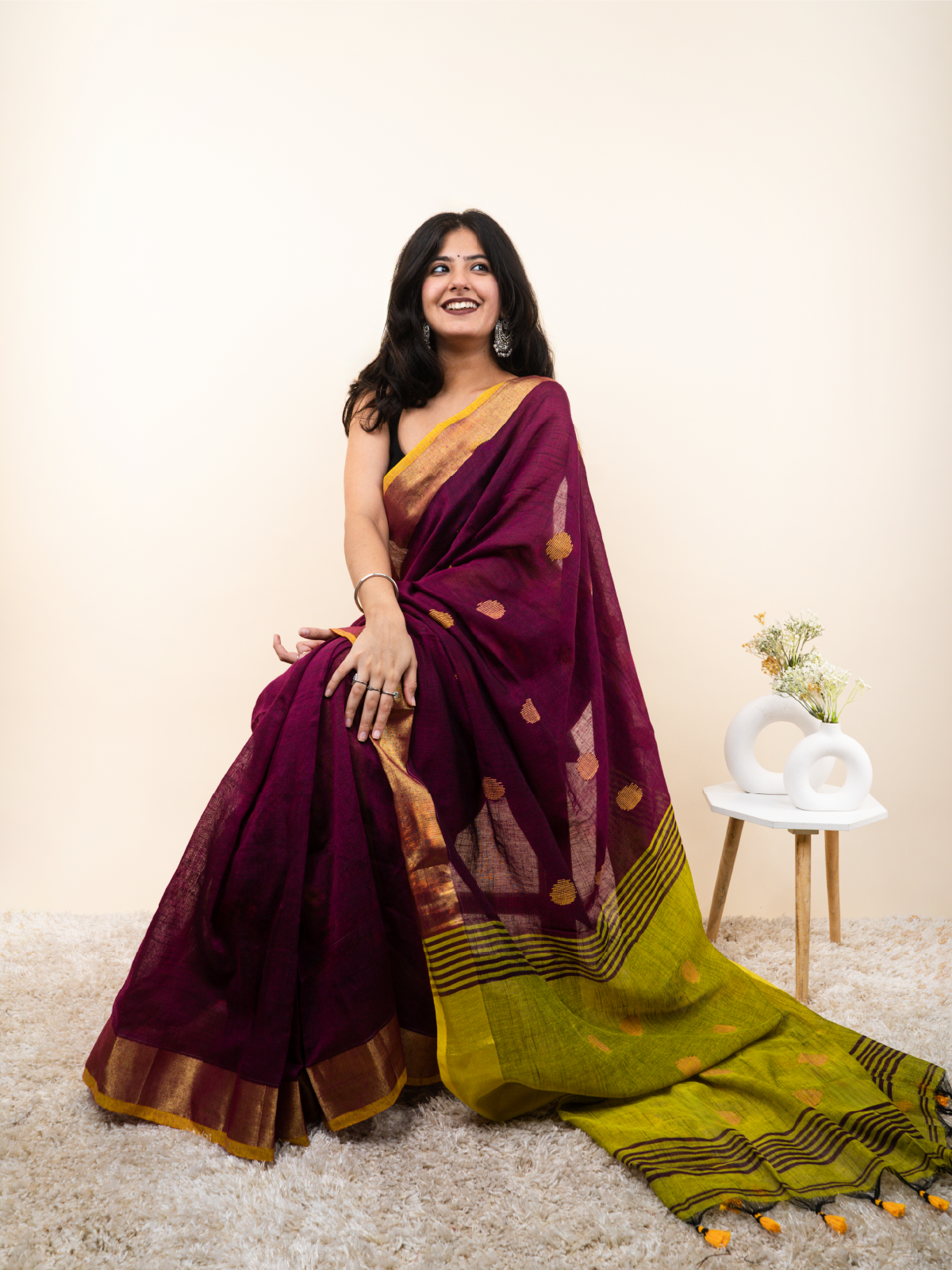 Bindu Lahar Linen Saree