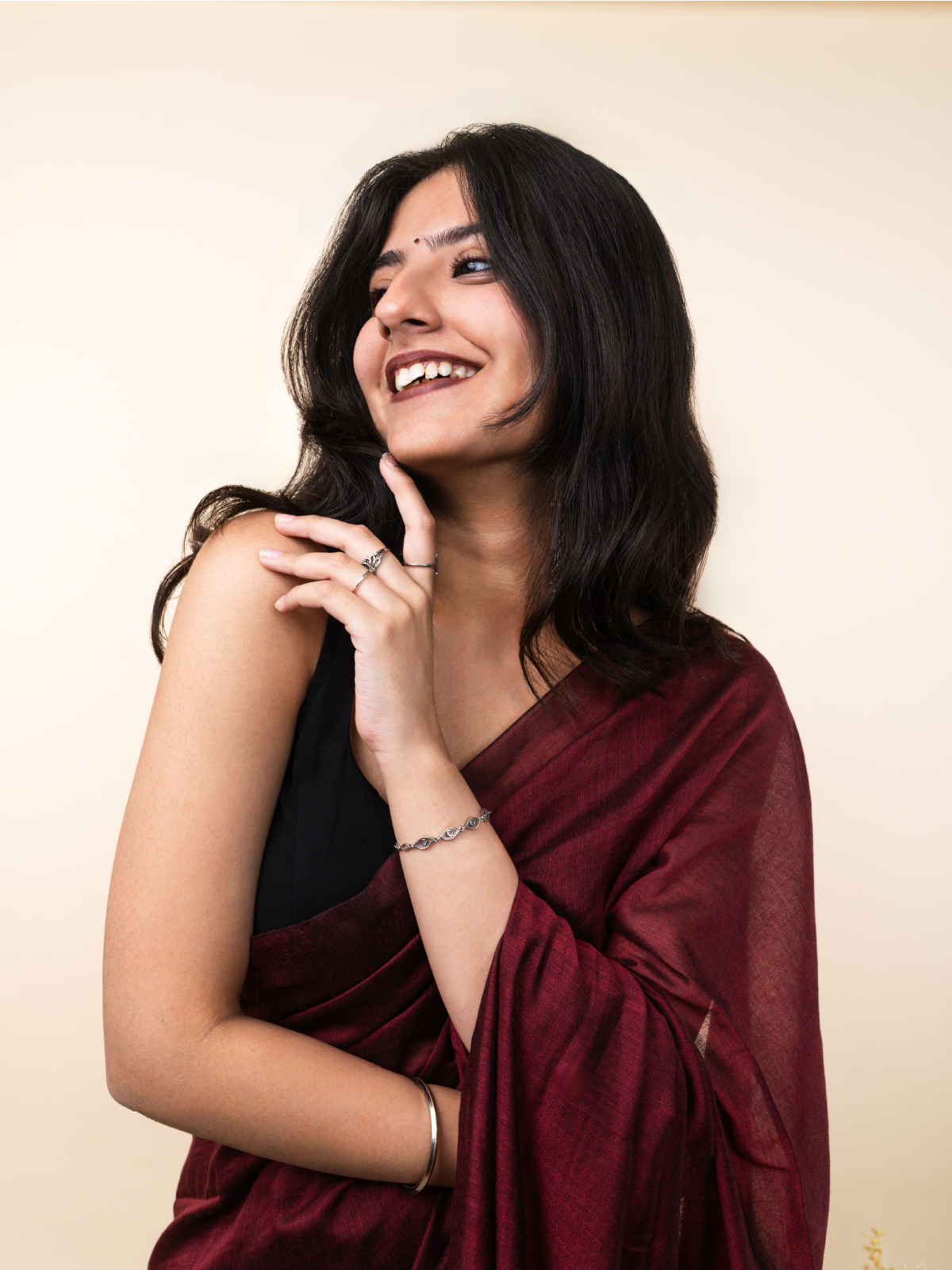 Burgundy Cotton Saree