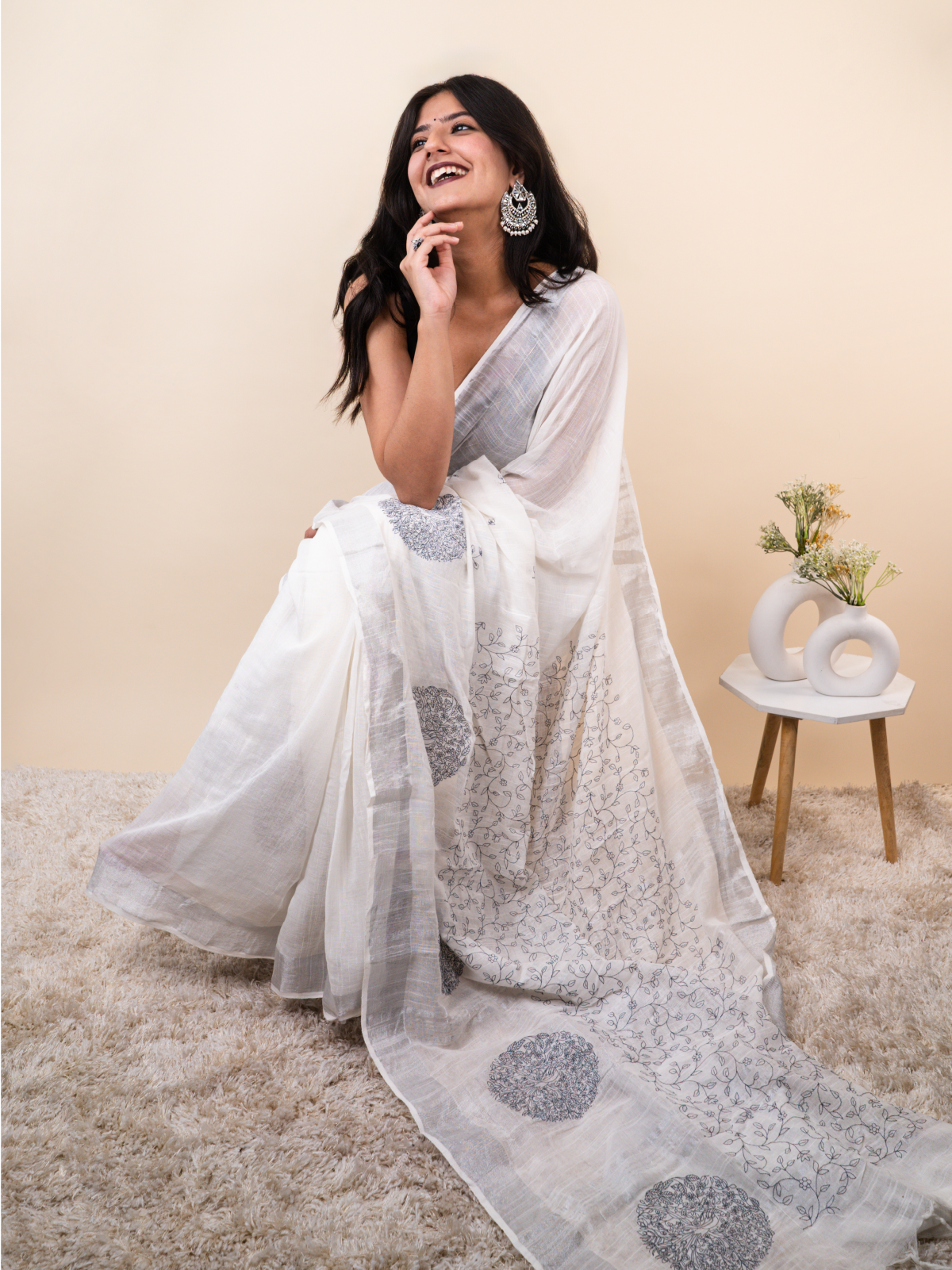 Chandani Blue Zari Saree