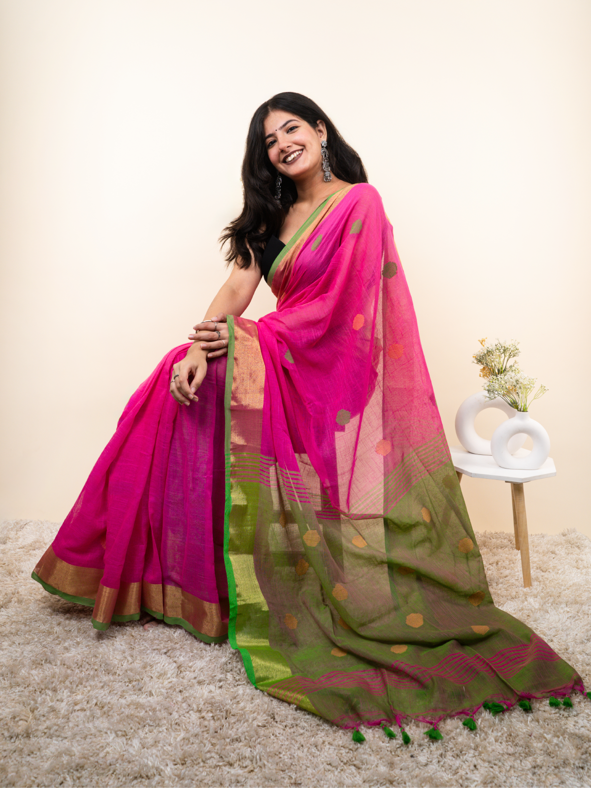 Bindi Bazaar Linen Saree