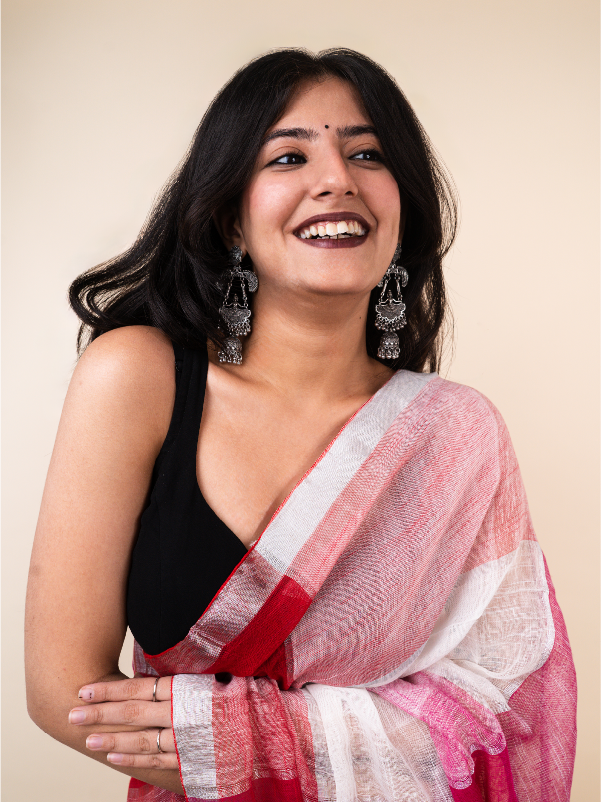 Pinky Linen Saree