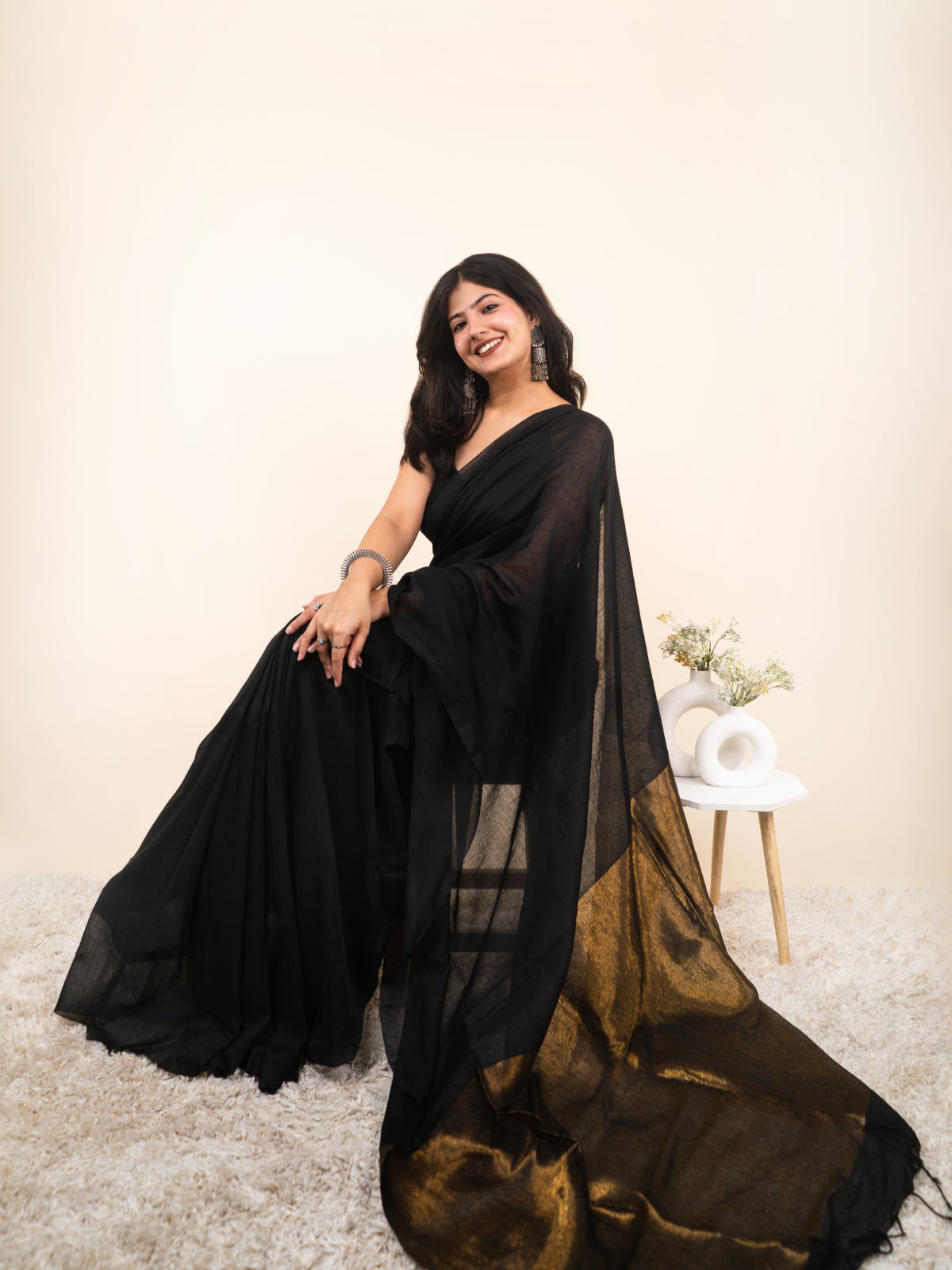 Pank Cotton Saree