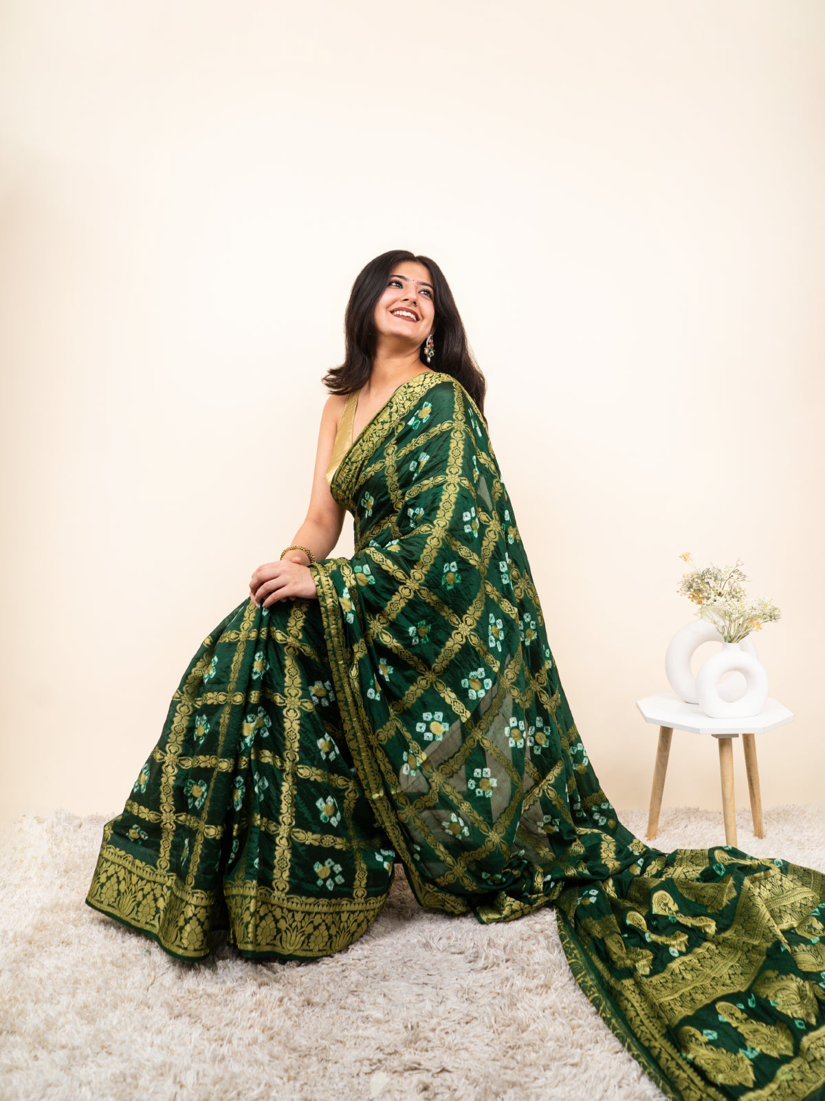 Sanchari Bandhani Cotton Silk Saree