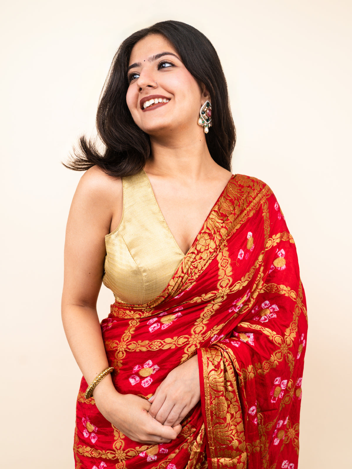 Rangdhora Bandhani Cotton Silk Saree