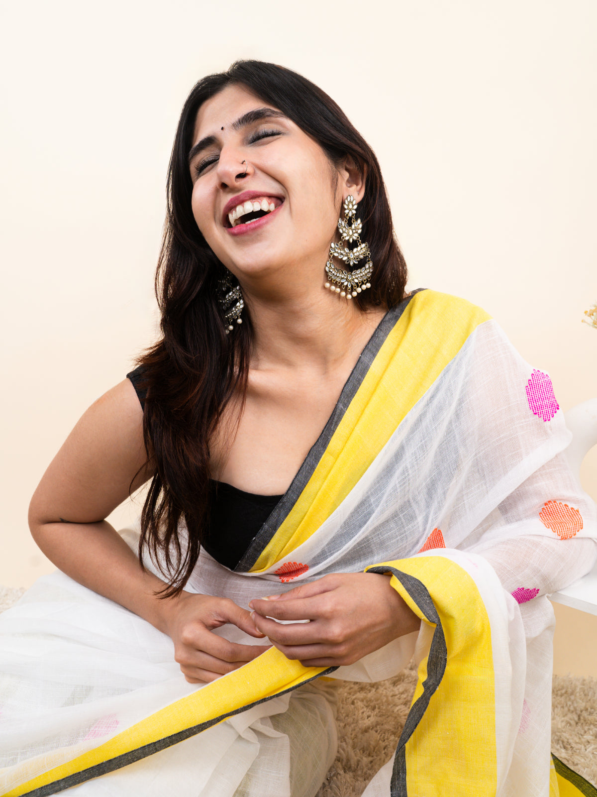 Rangila Phool Linen Saree