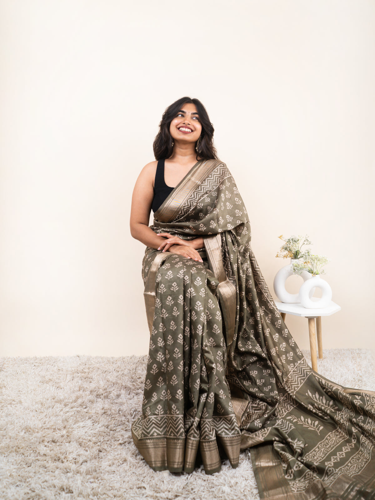 Neel Nadi Maheshwari Cotton Silk Saree