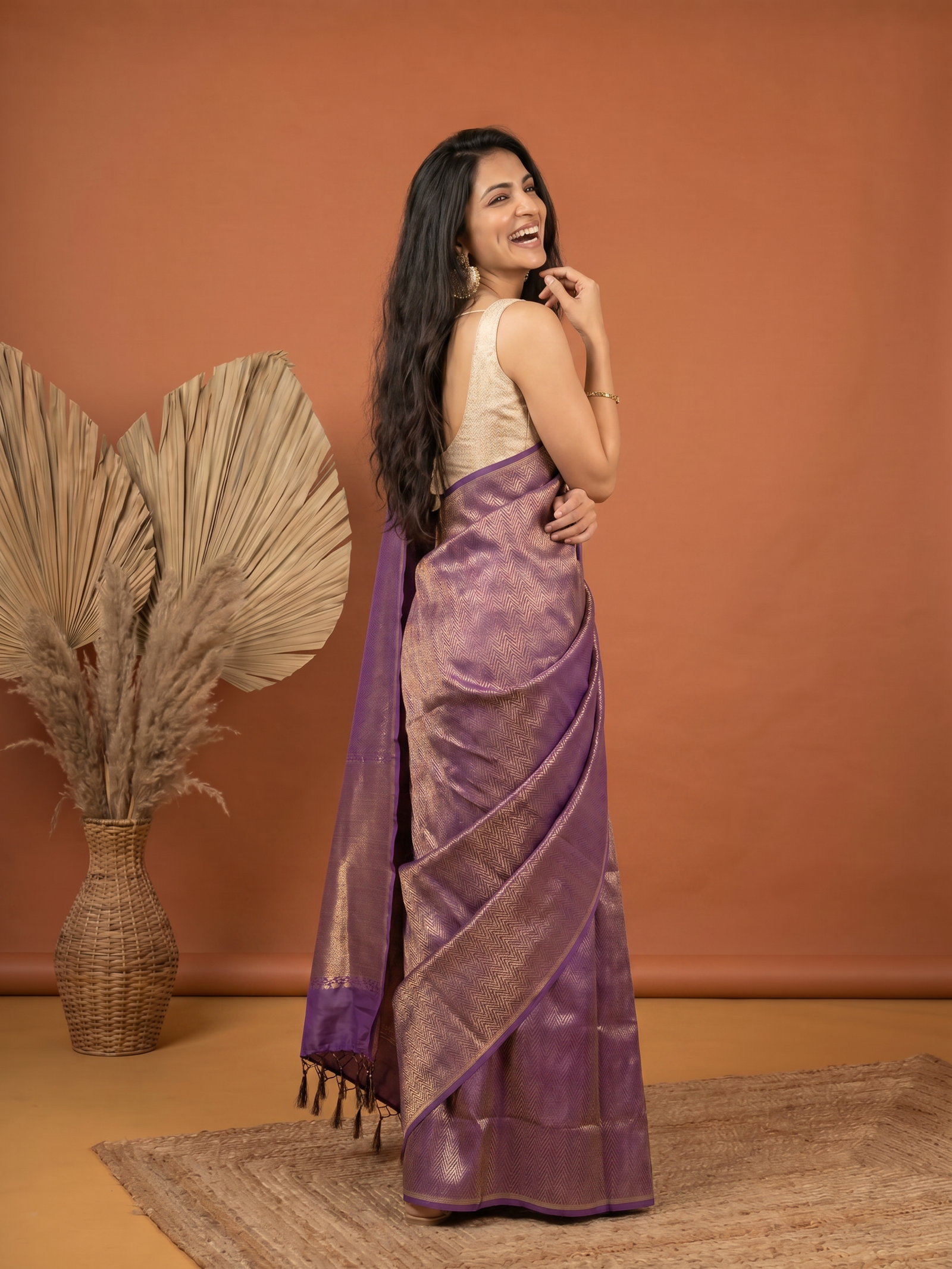 Purple Jari Cotton Silk Saree