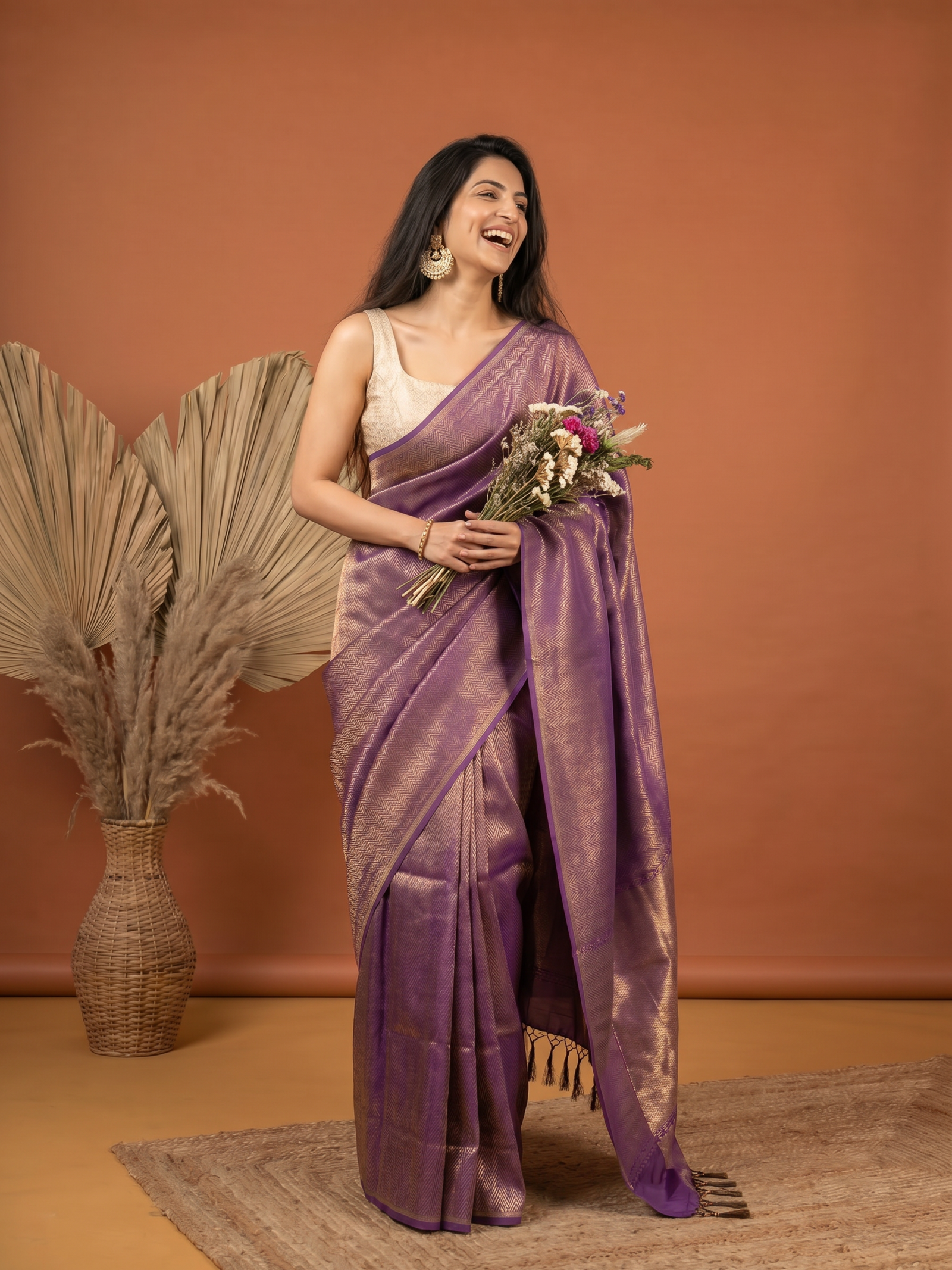 Purple Jari Cotton Silk Saree