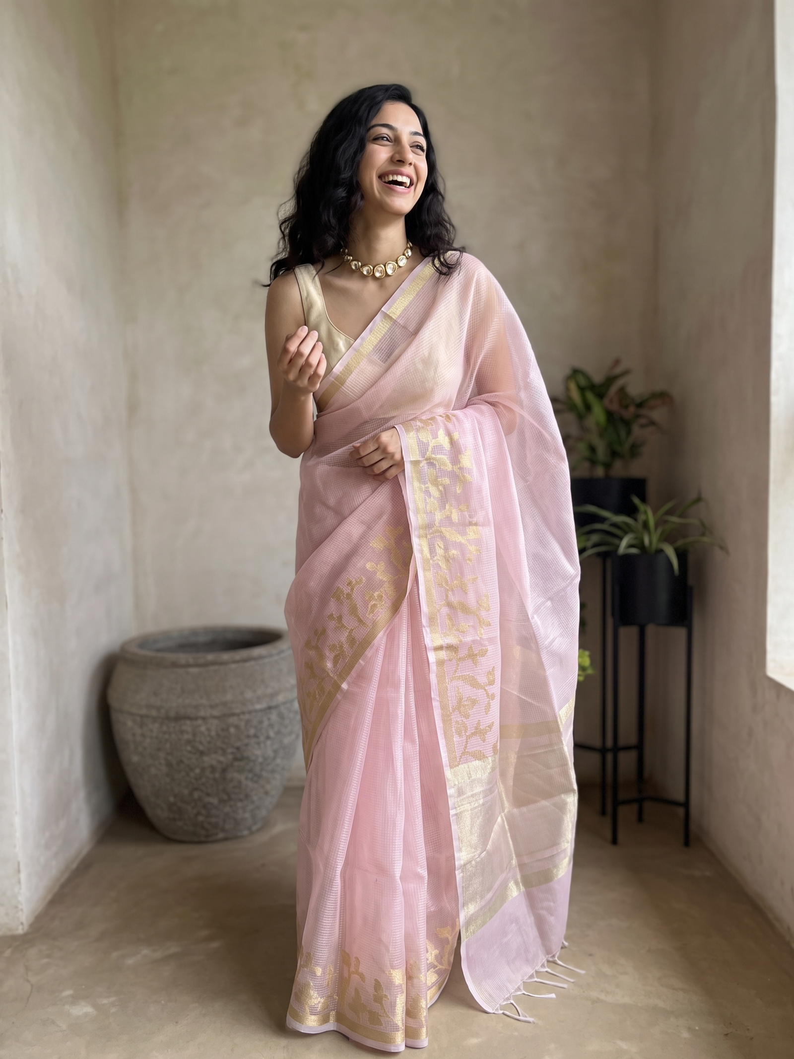 Gulabi Noor Kota Tissue Saree