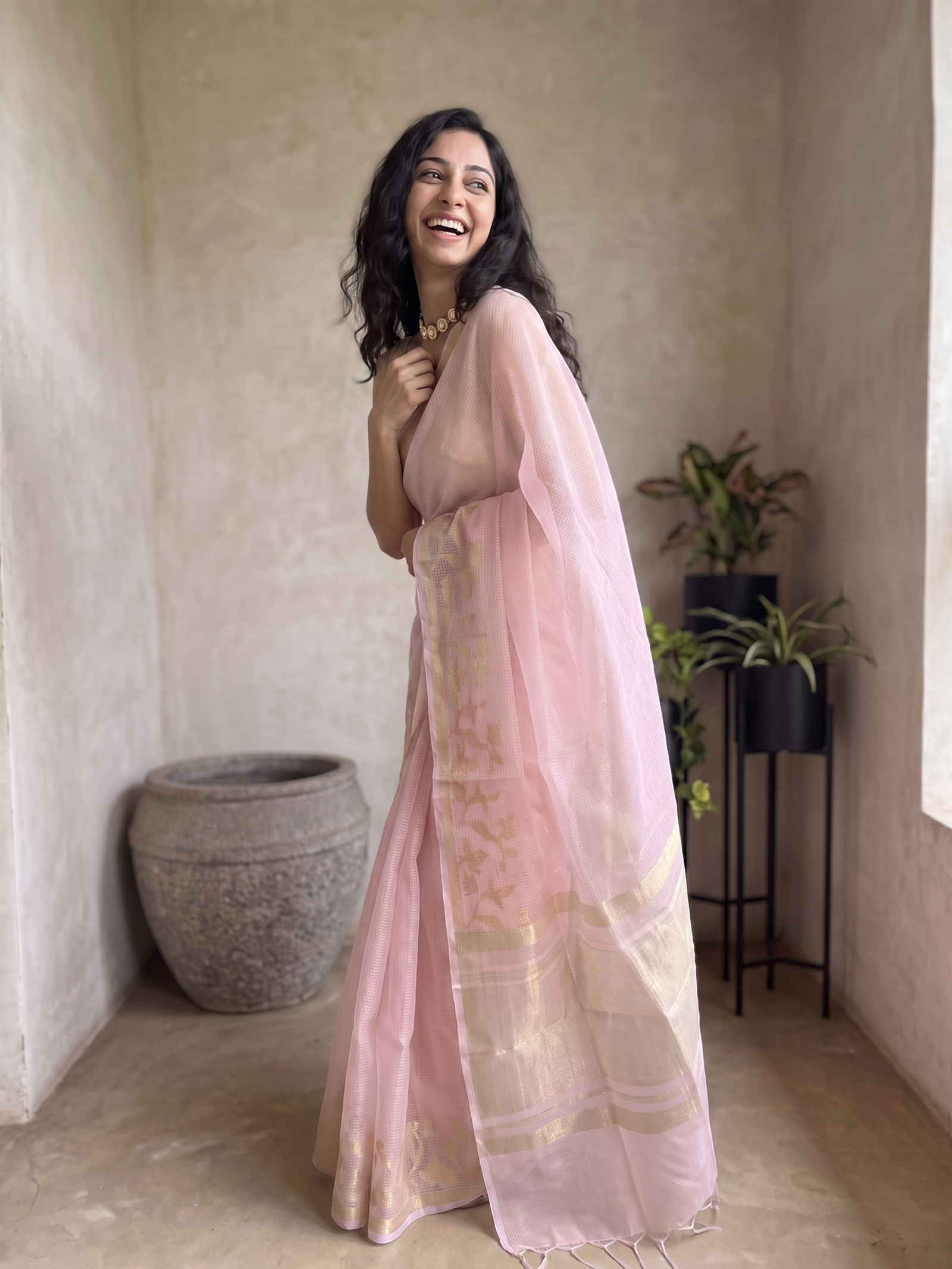Gulabi Noor Kota Tissue Saree
