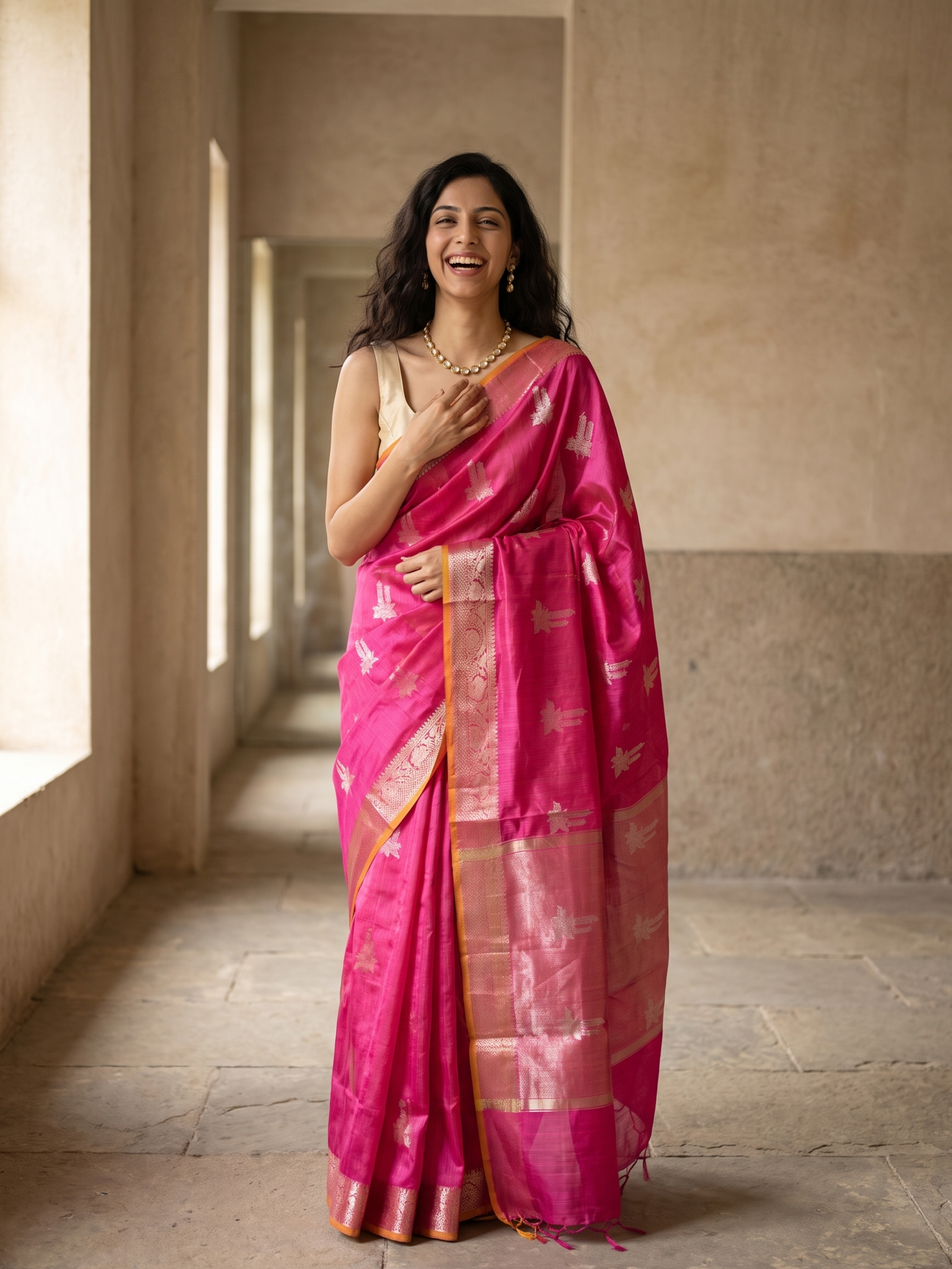 Rani Sitara Tussar Silk Banarasi Saree