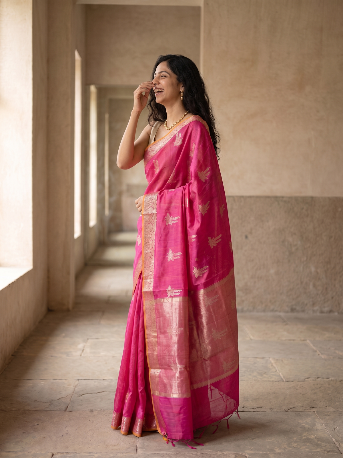 Rani Sitara Tussar Silk Banarasi Saree