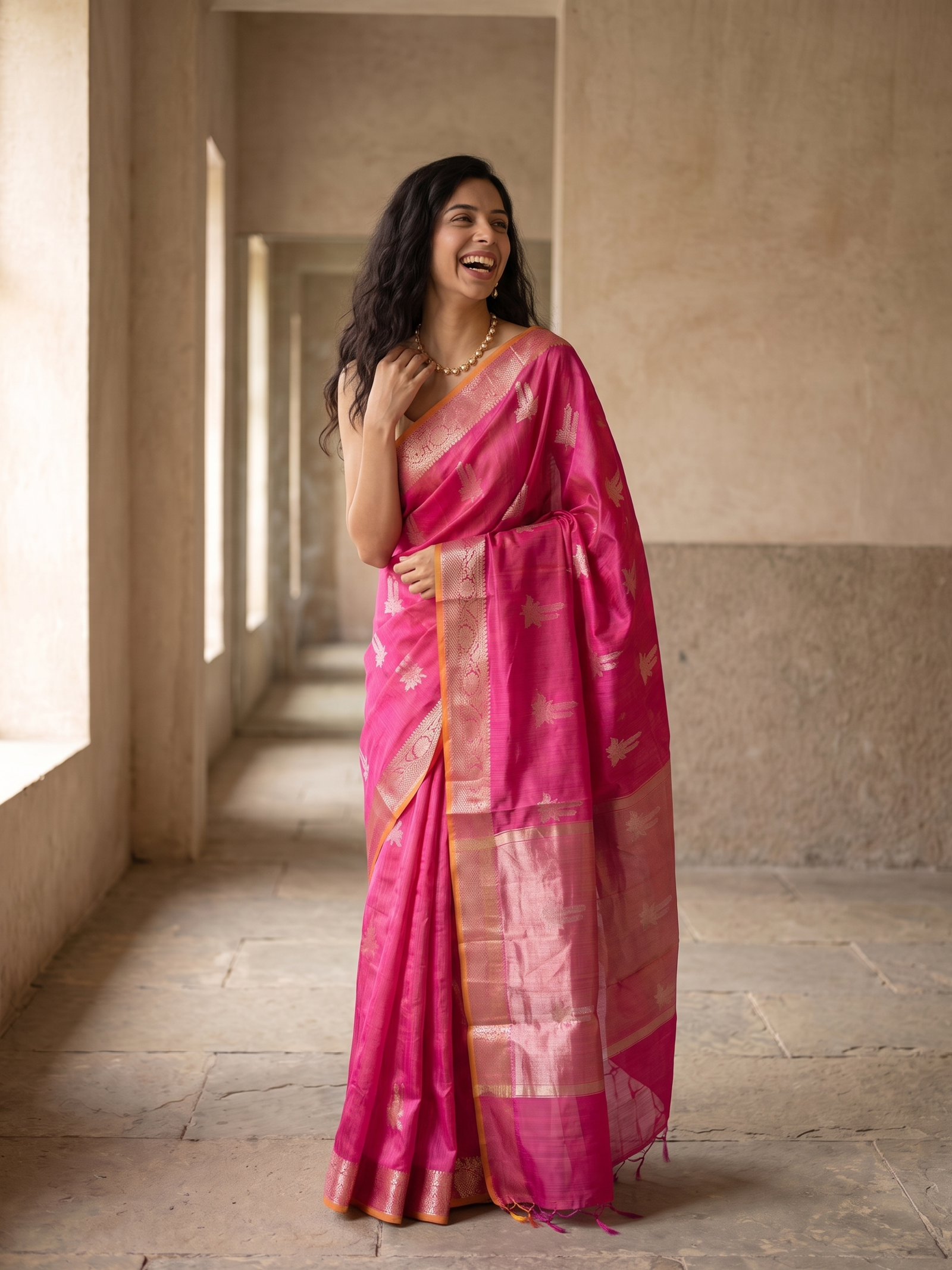 Rani Sitara Tussar Silk Banarasi Saree