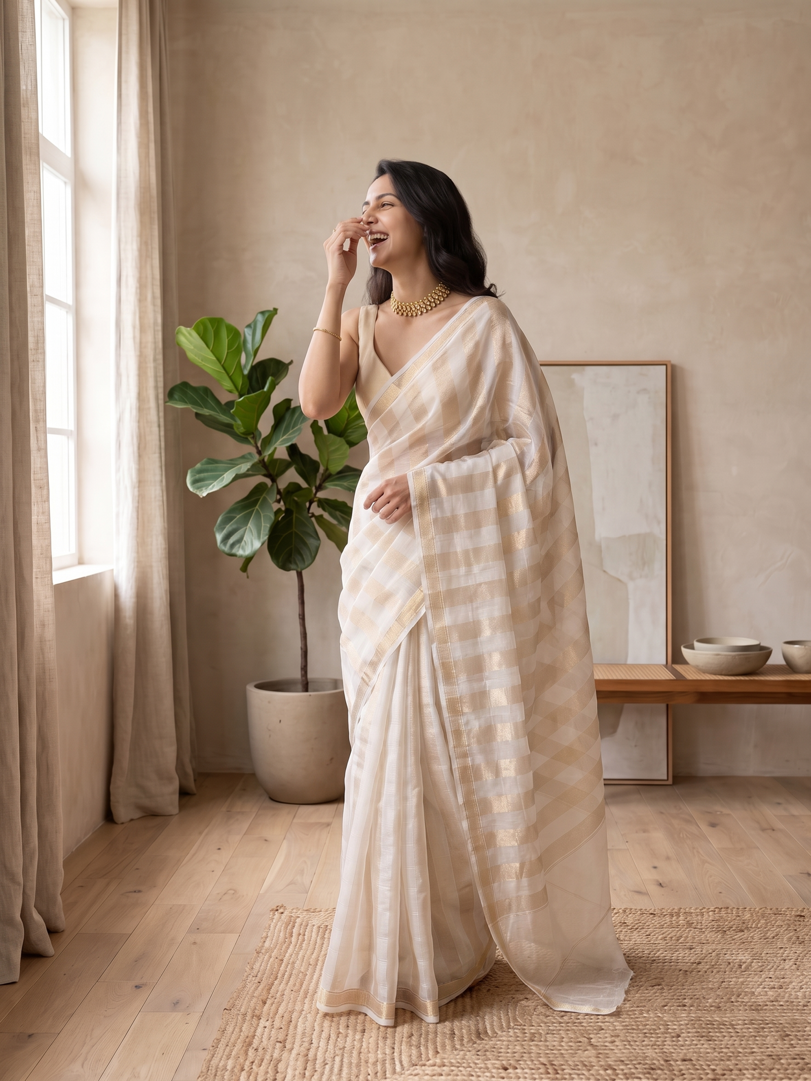 Sona Rani Kora Tissue Saree