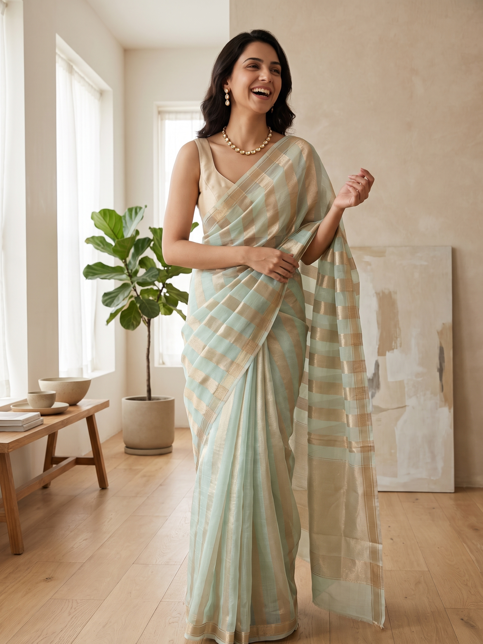 Panna Meher Kora Tissue Saree
