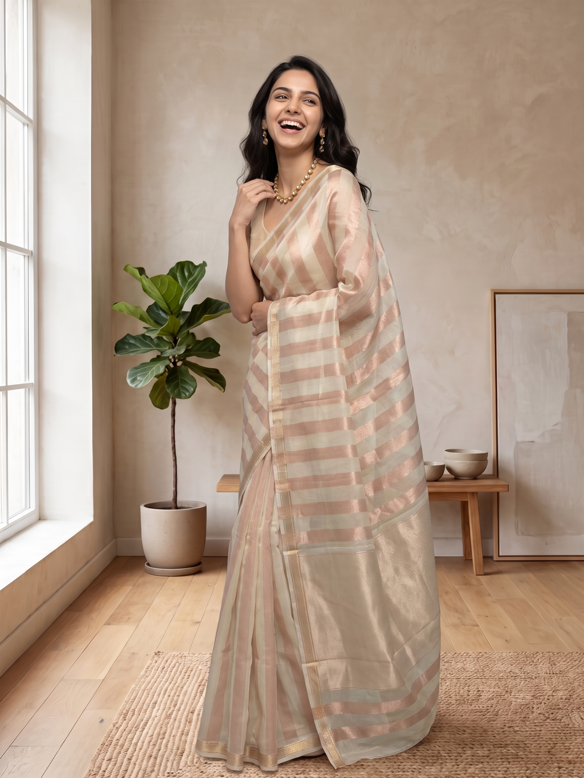 Meherbaan Kora Tissue Saree