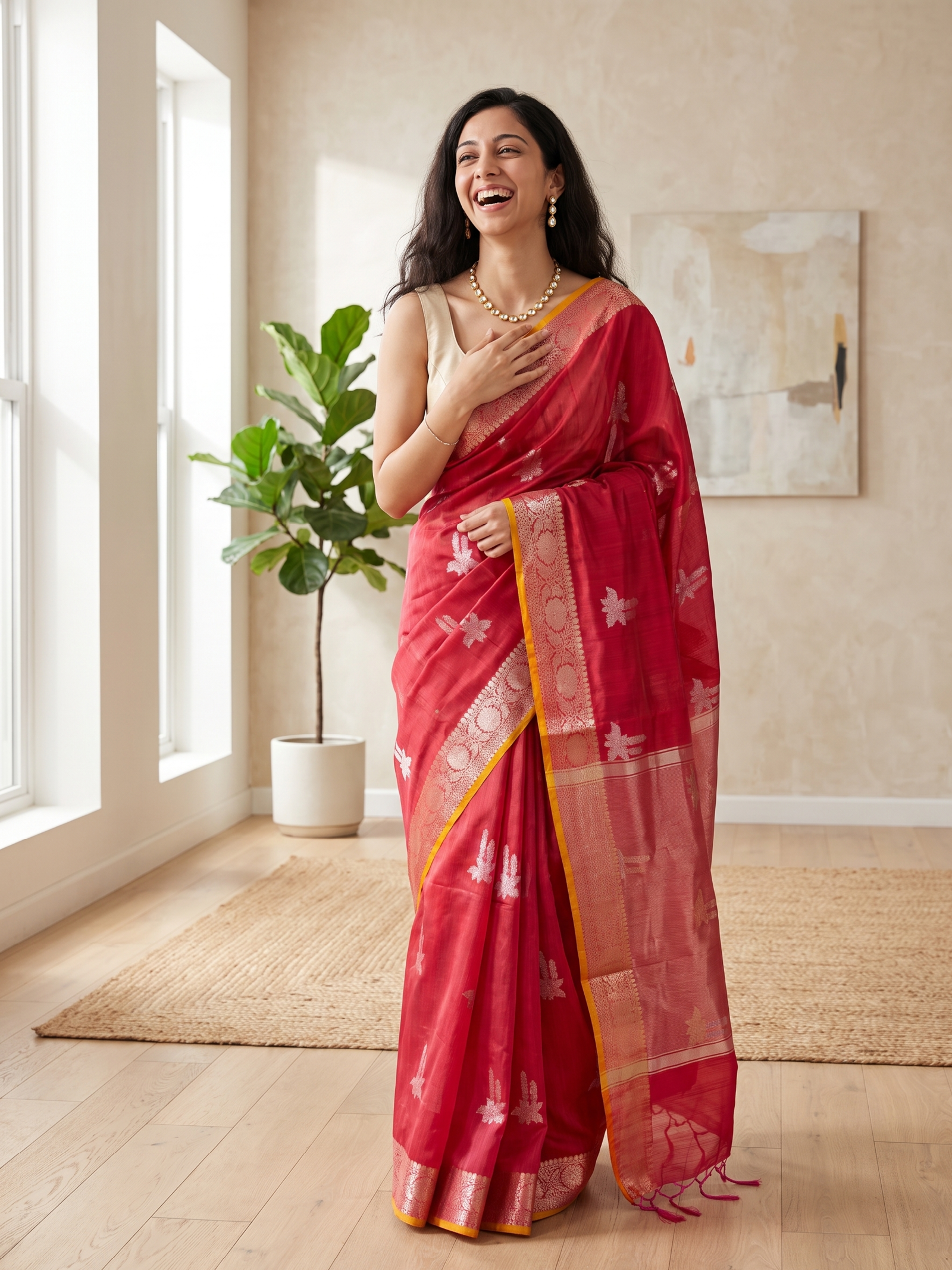 Kesarika Tussar Silk Banarasi Saree