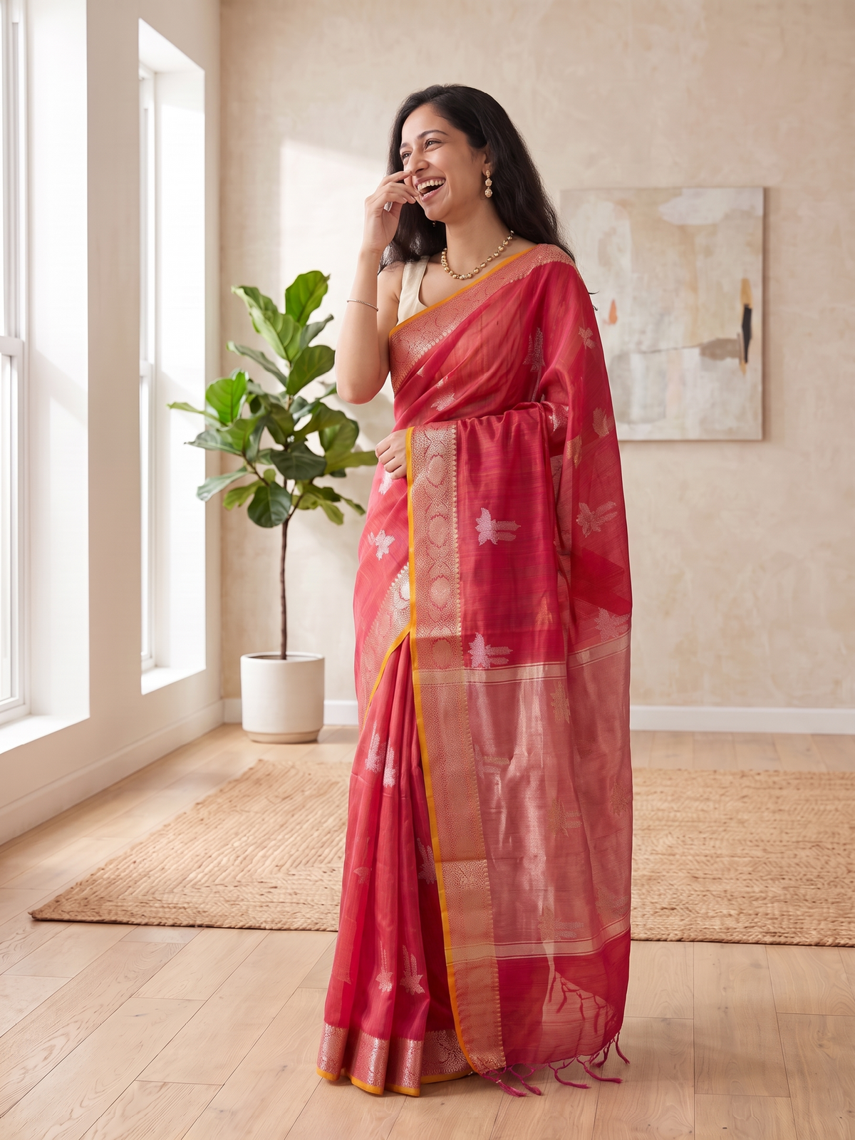 Kesarika Tussar Silk Banarasi Saree