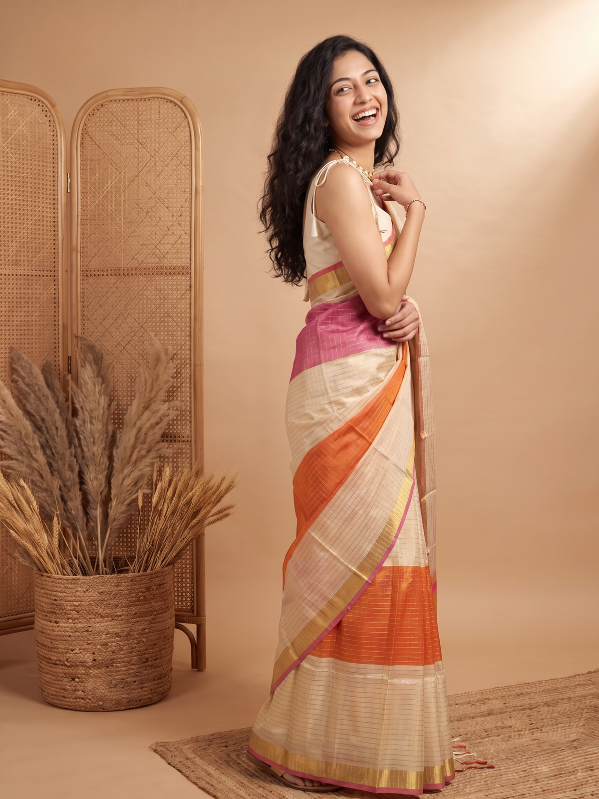 Kanak Jaal Banarasi Silk Checks Saree
