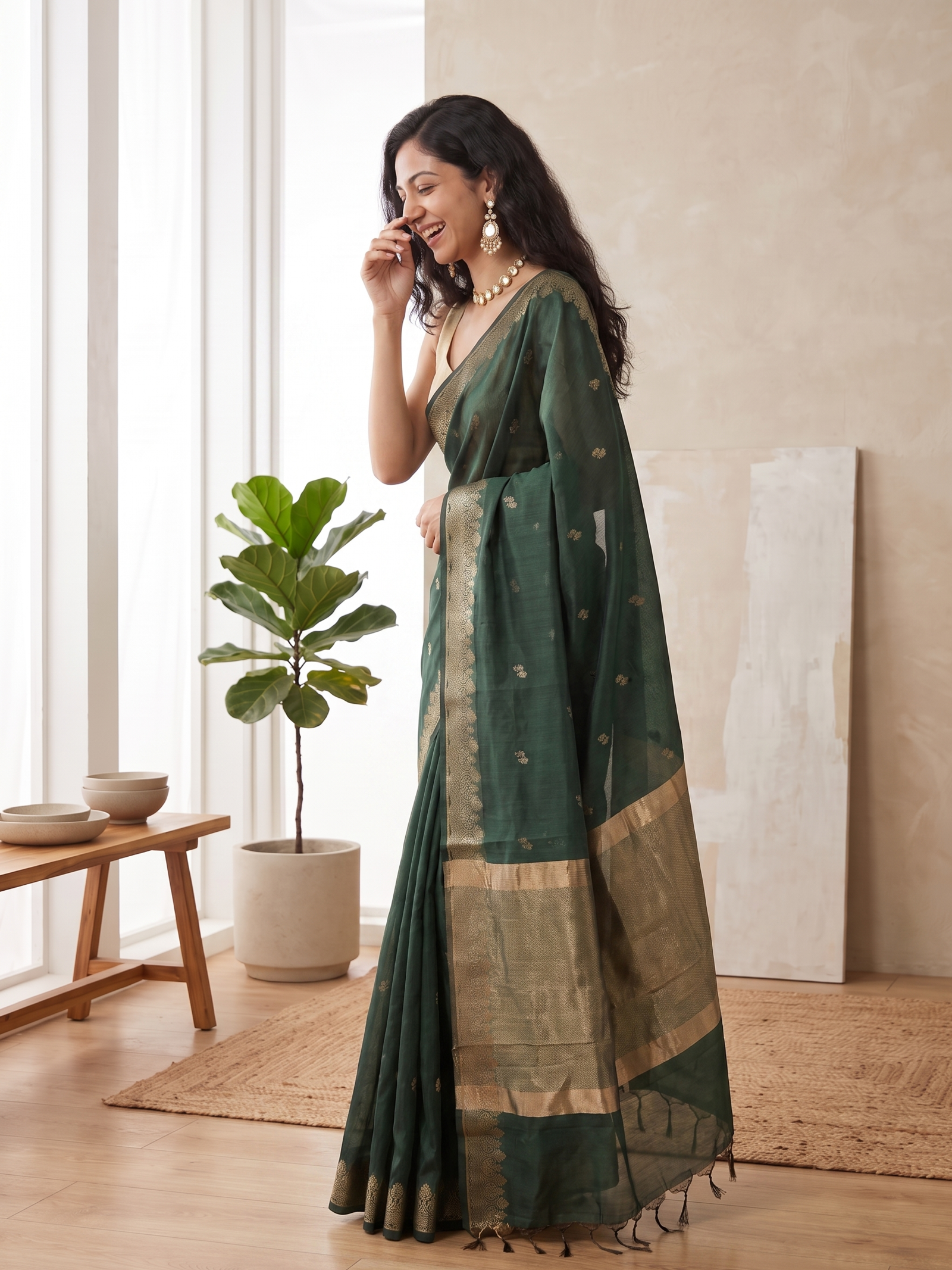 Panna Sitara Banarasi Cotton Saree
