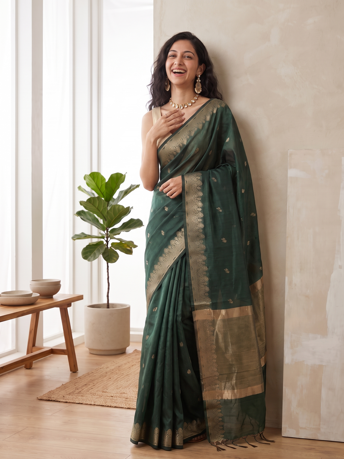 Panna Sitara Banarasi Cotton Saree