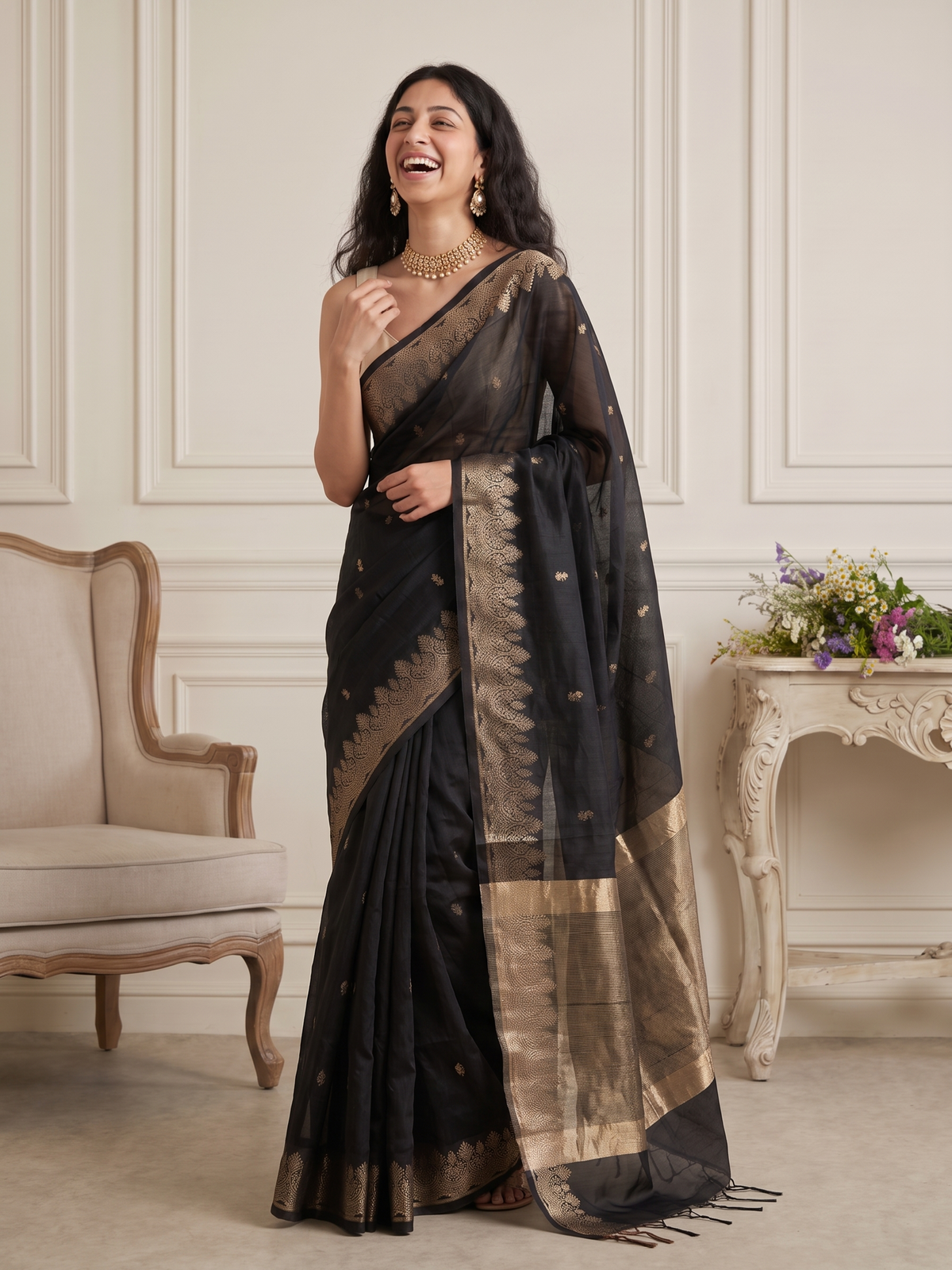 Kaali Zari Banarasi Cotton Saree