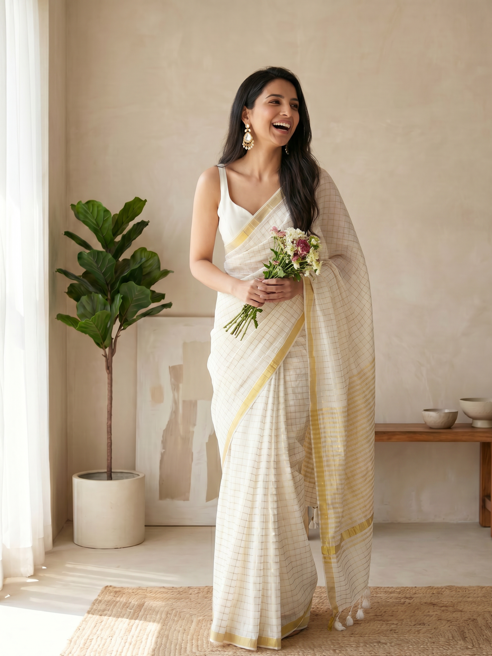 Golden Hour Mulmul Saree