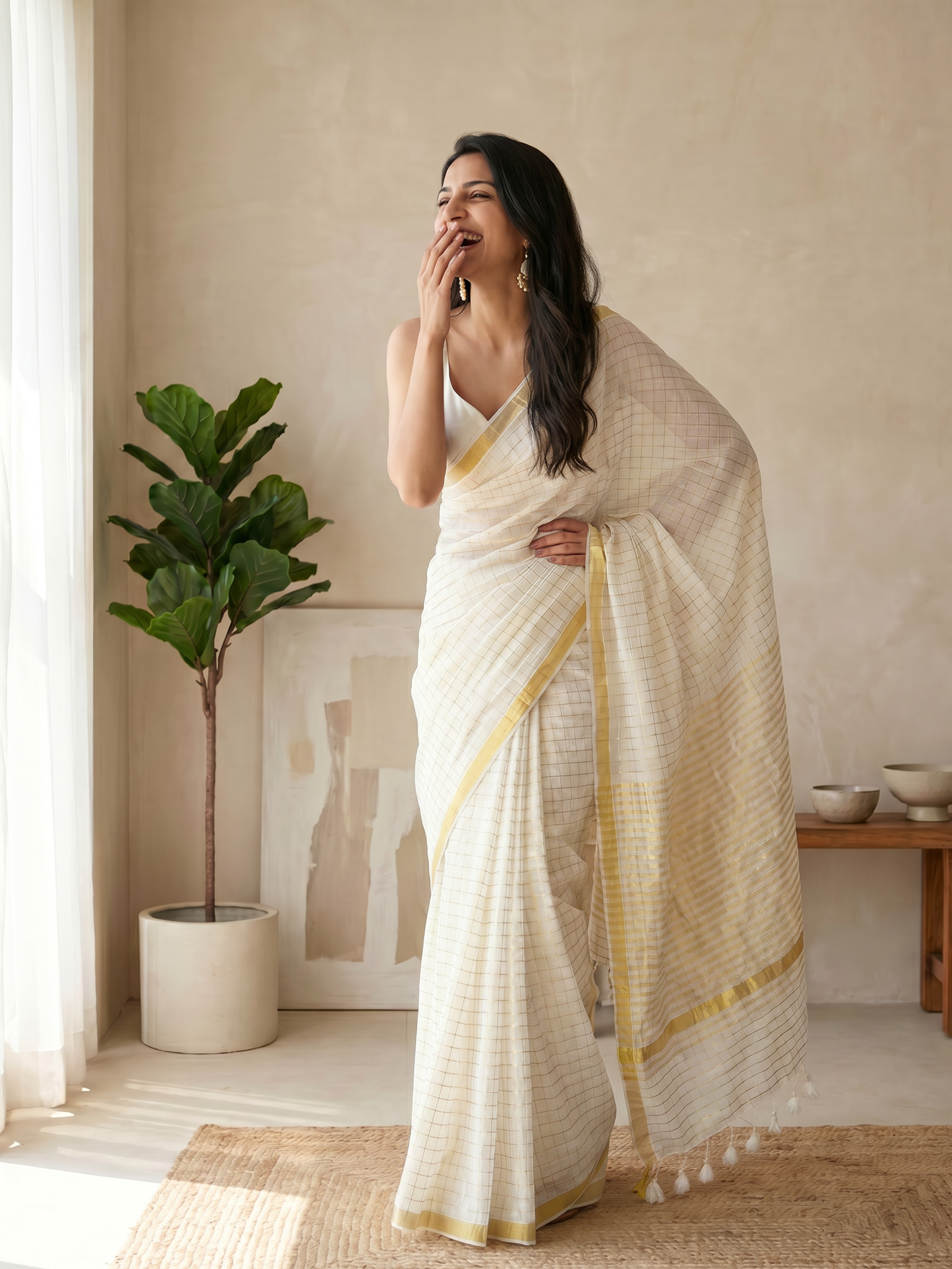 Golden Hour Mulmul Saree