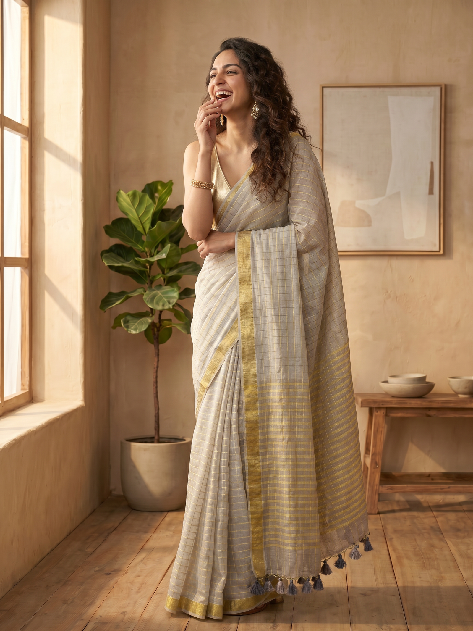 Olive Royale Mulmul Saree