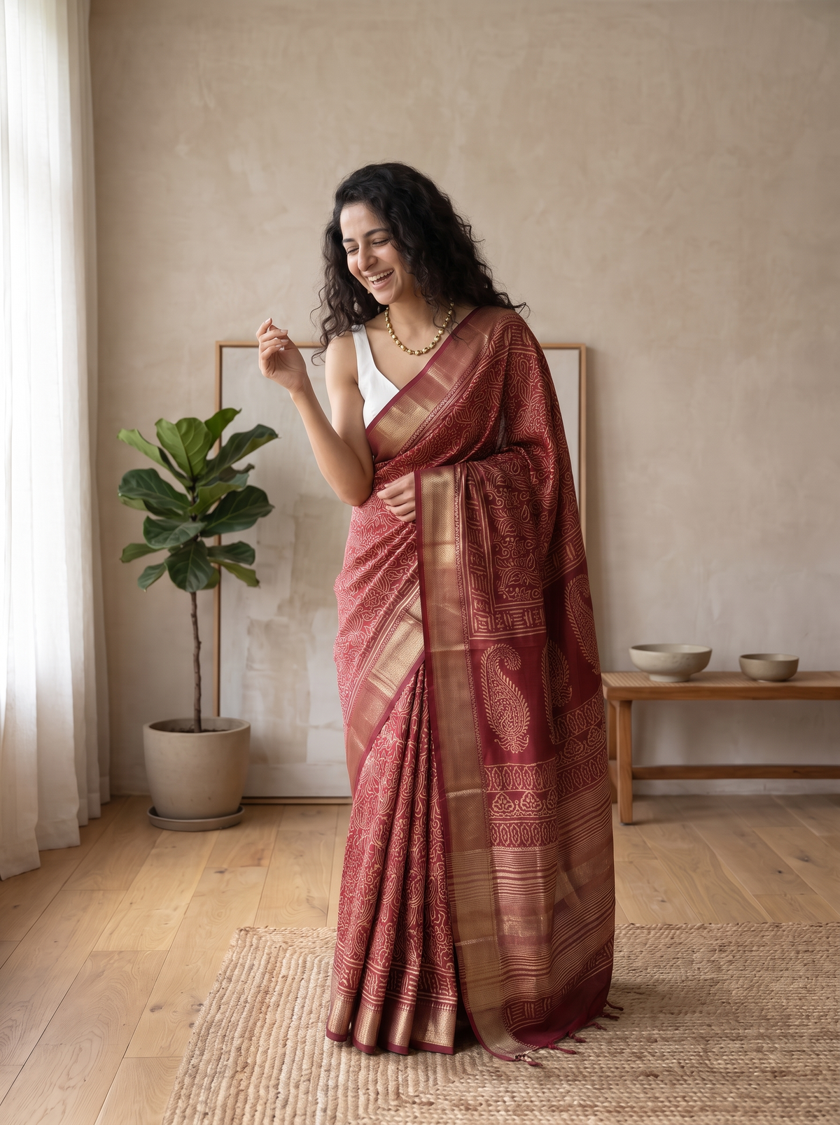 Red Diva Maheshwari Cotton Silk Saree