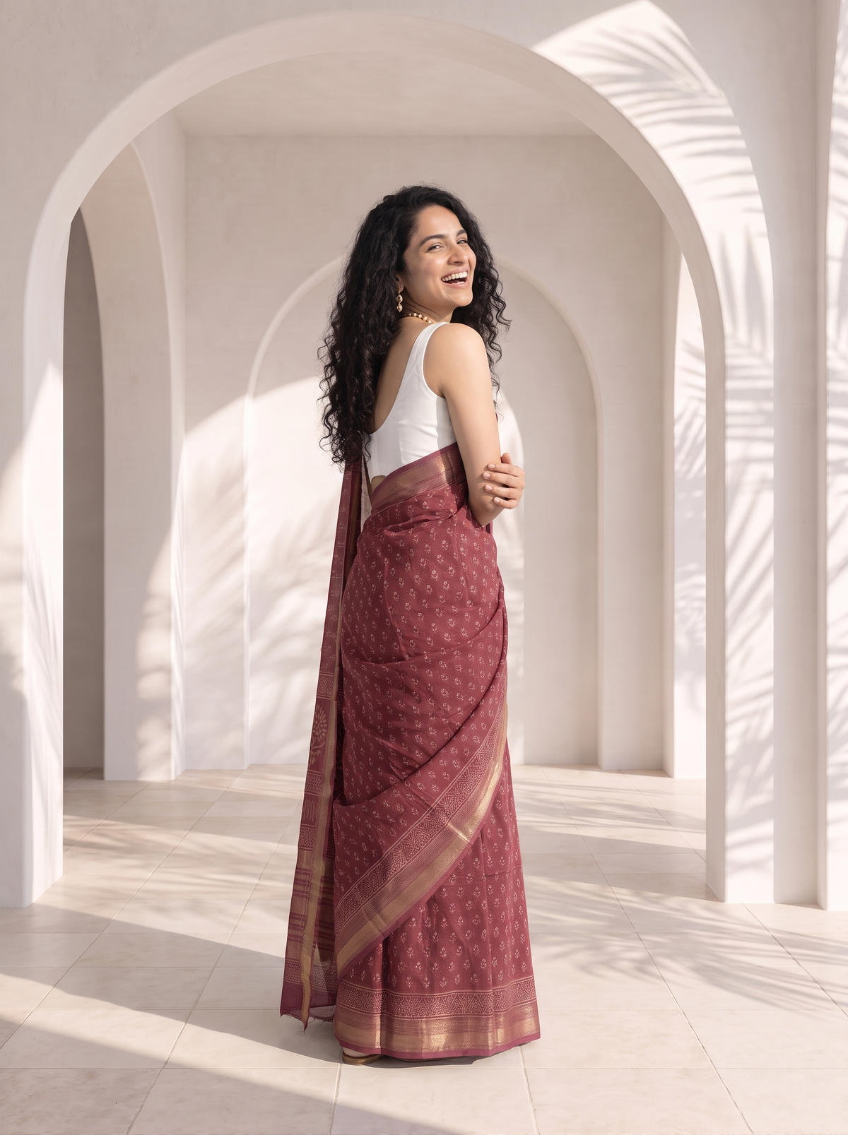 Rosy Dream Maheshwari Cotton Silk Saree