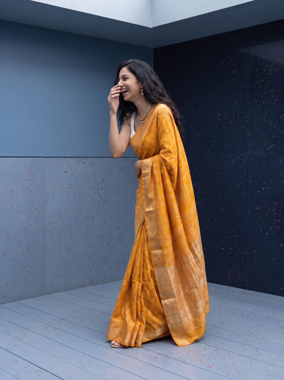 Honey Glow Maheshwari Cotton Silk Saree