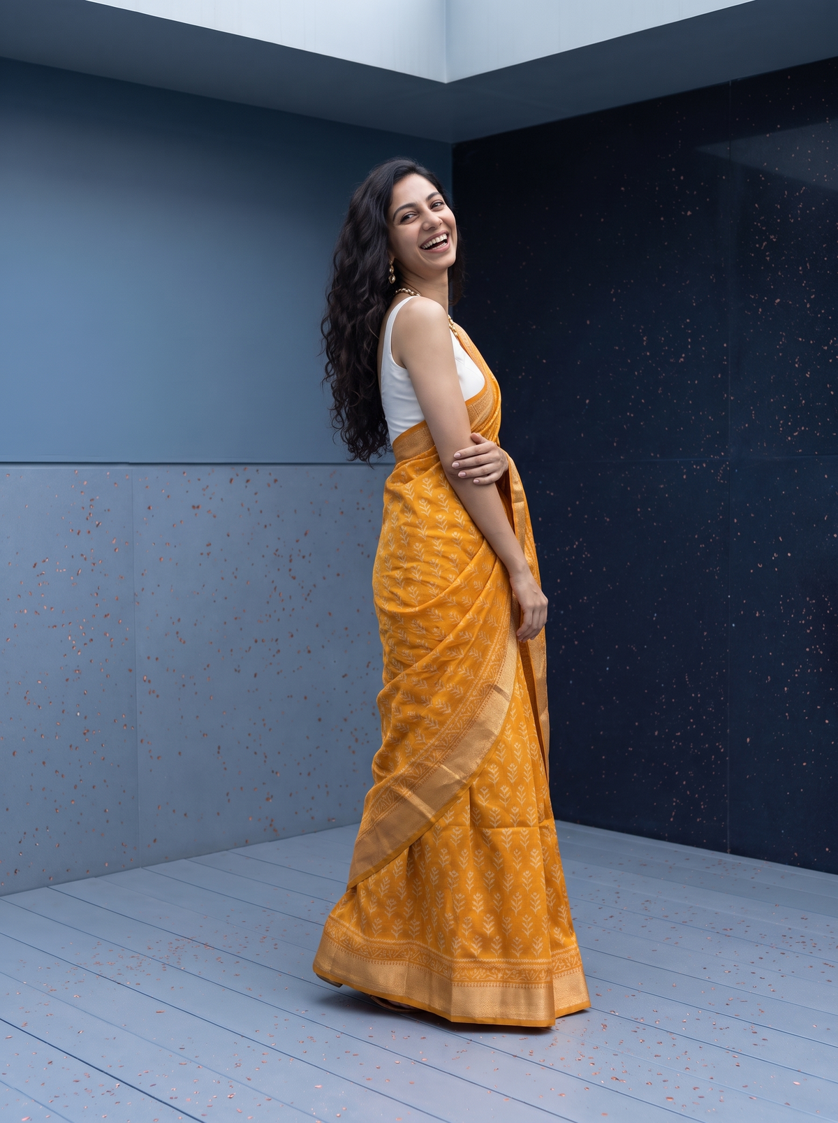 Honey Glow Maheshwari Cotton Silk Saree