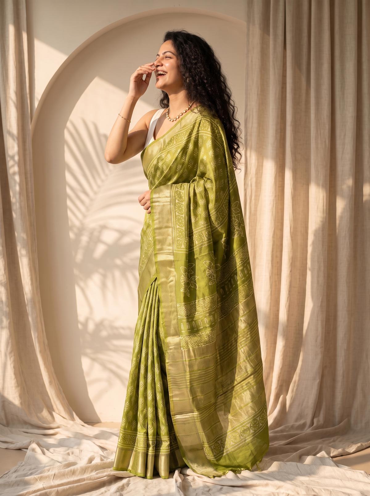 Hariyali Saaz Maheshwari Cotton Silk Saree