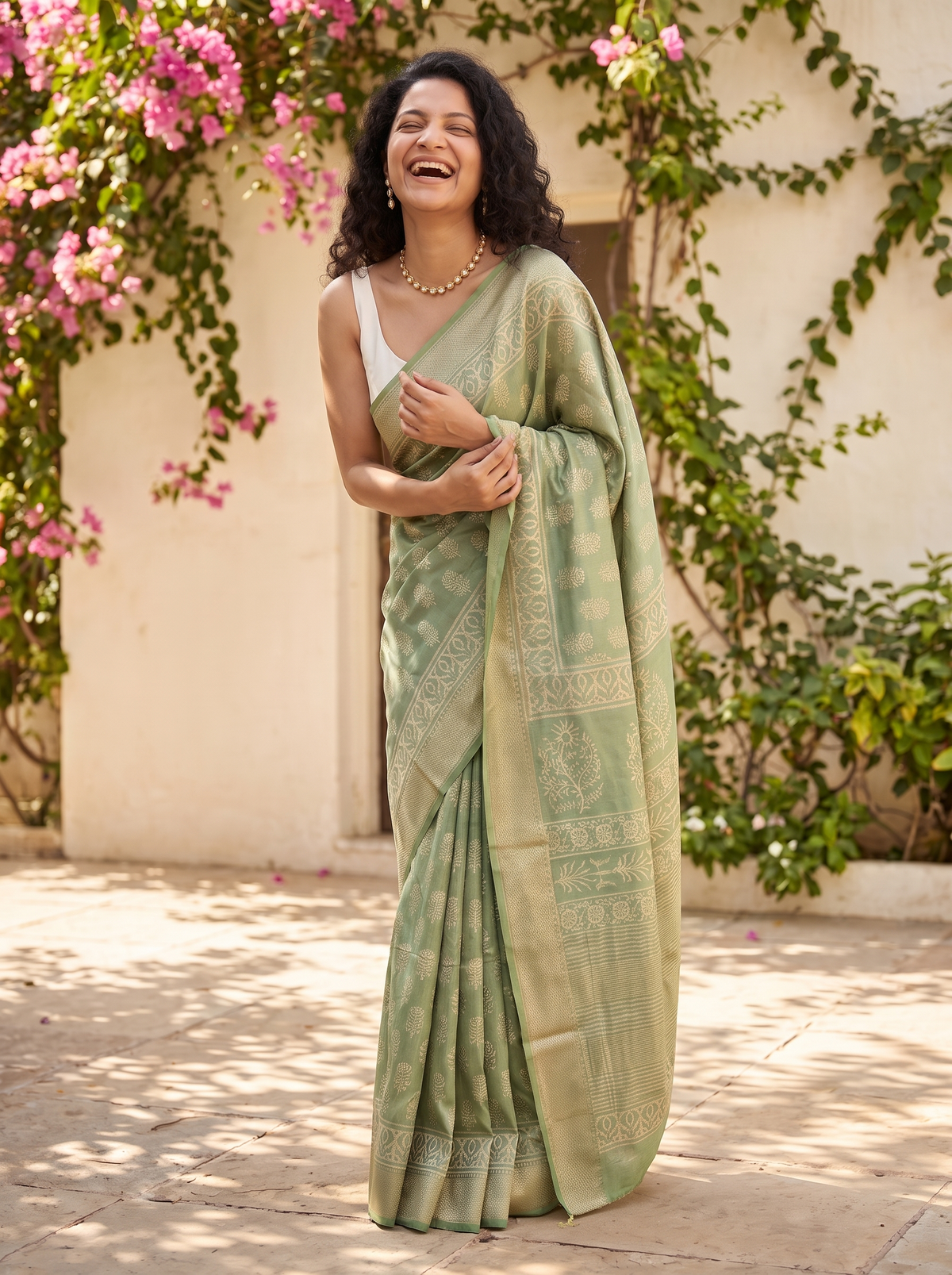 Emerald Noor Maheshwari Cotton Silk Saree