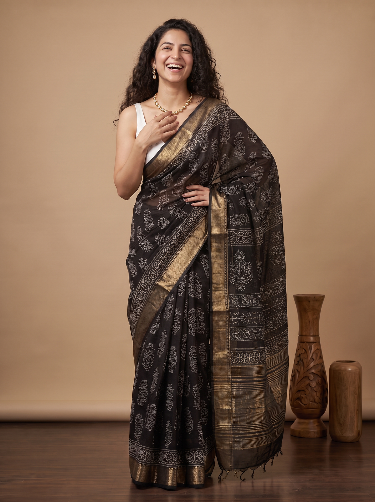 Kaali Haseena Maheshwari Cotton Silk Saree