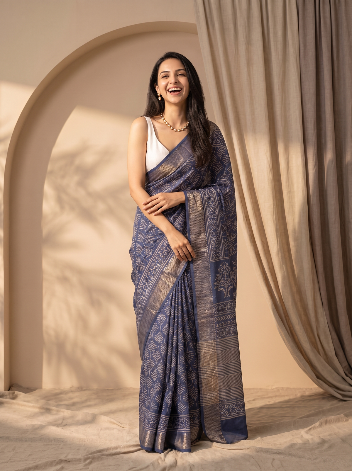 Blue Moon Maheshwari Cotton Silk Saree