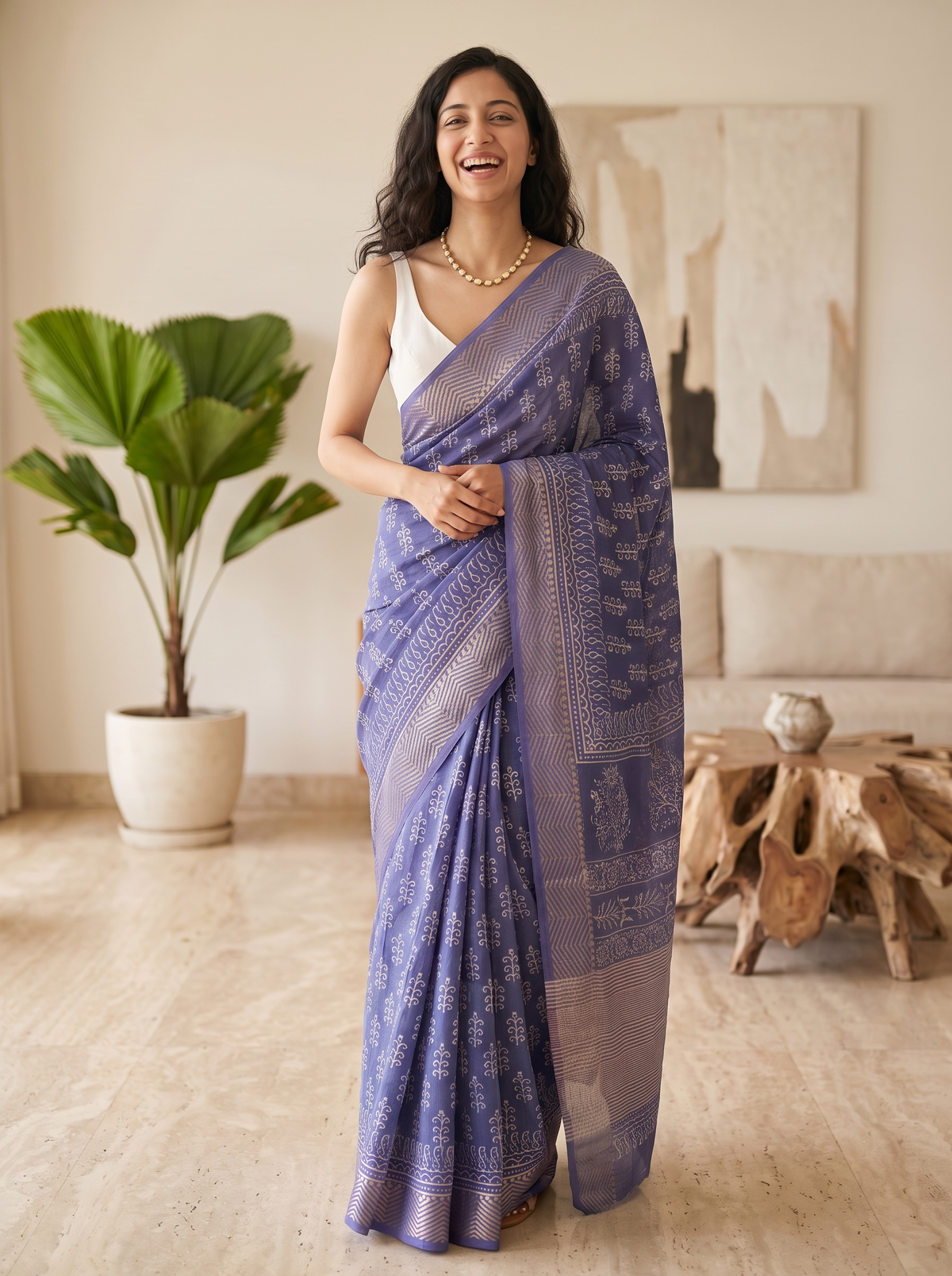 Sea Breeze Maheshwari Cotton Silk Saree