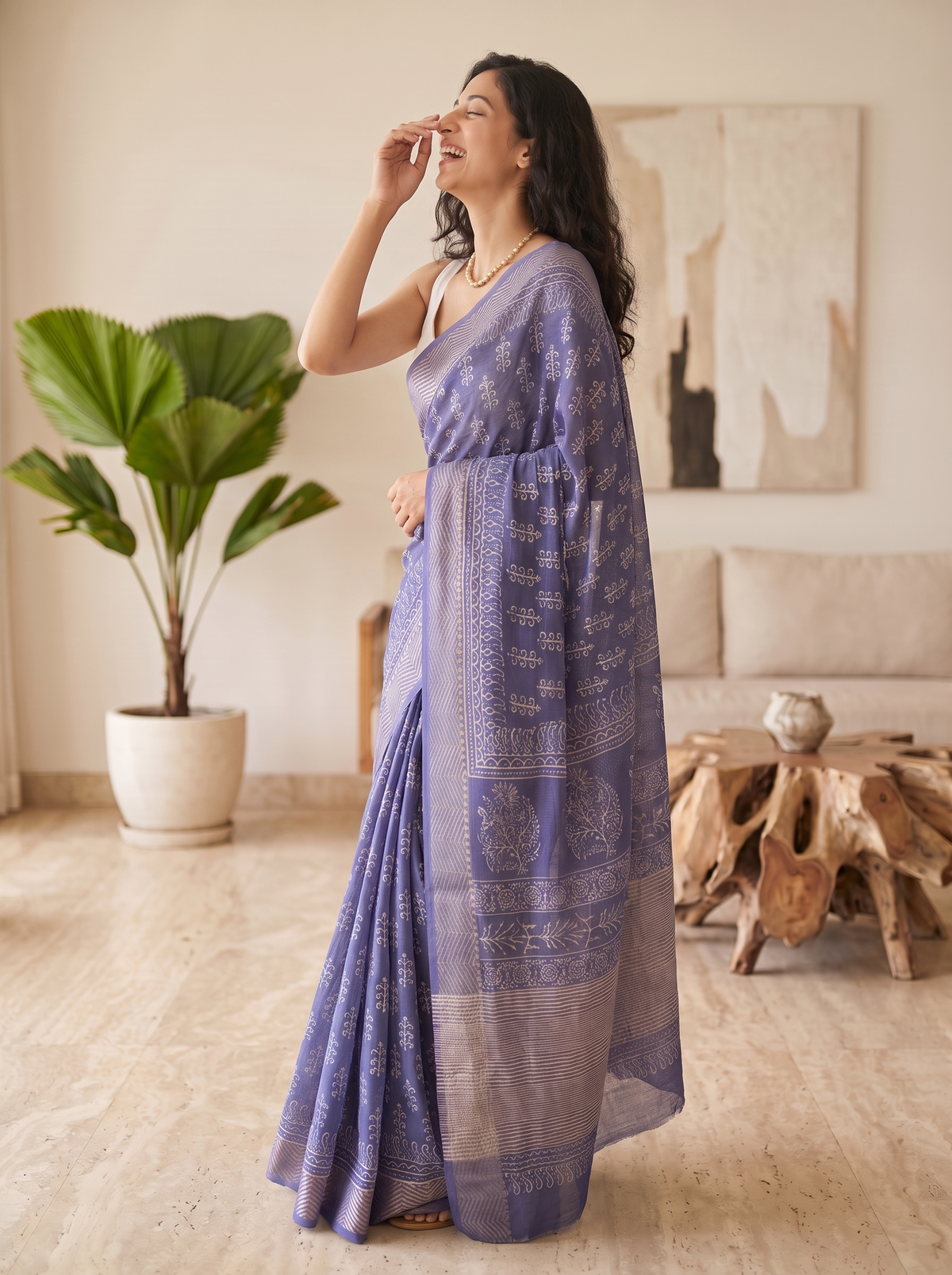 Sea Breeze Maheshwari Cotton Silk Saree