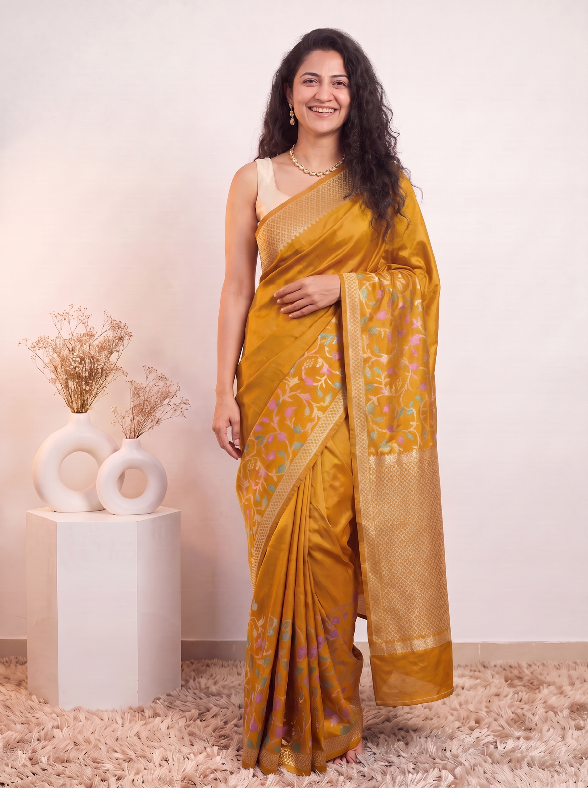 Sunflower Gold Banarasi Silk Saree